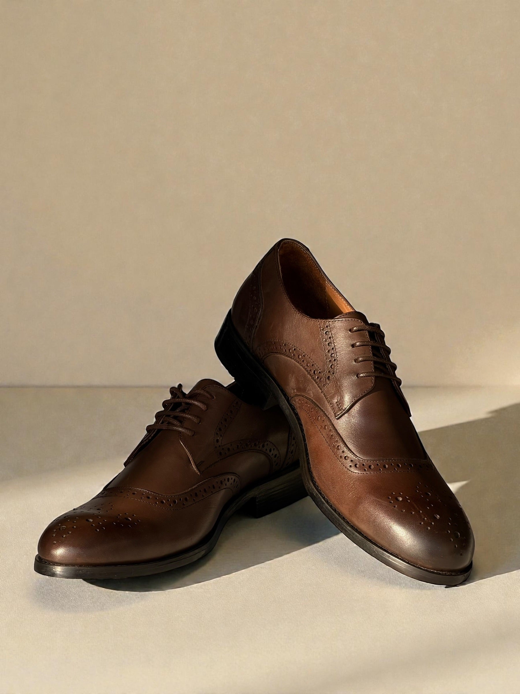 Brouge leather shoes -Brown