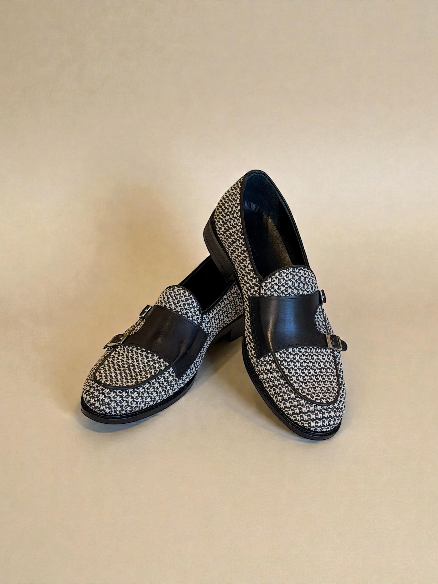 Handwoven double monk loafers - Black