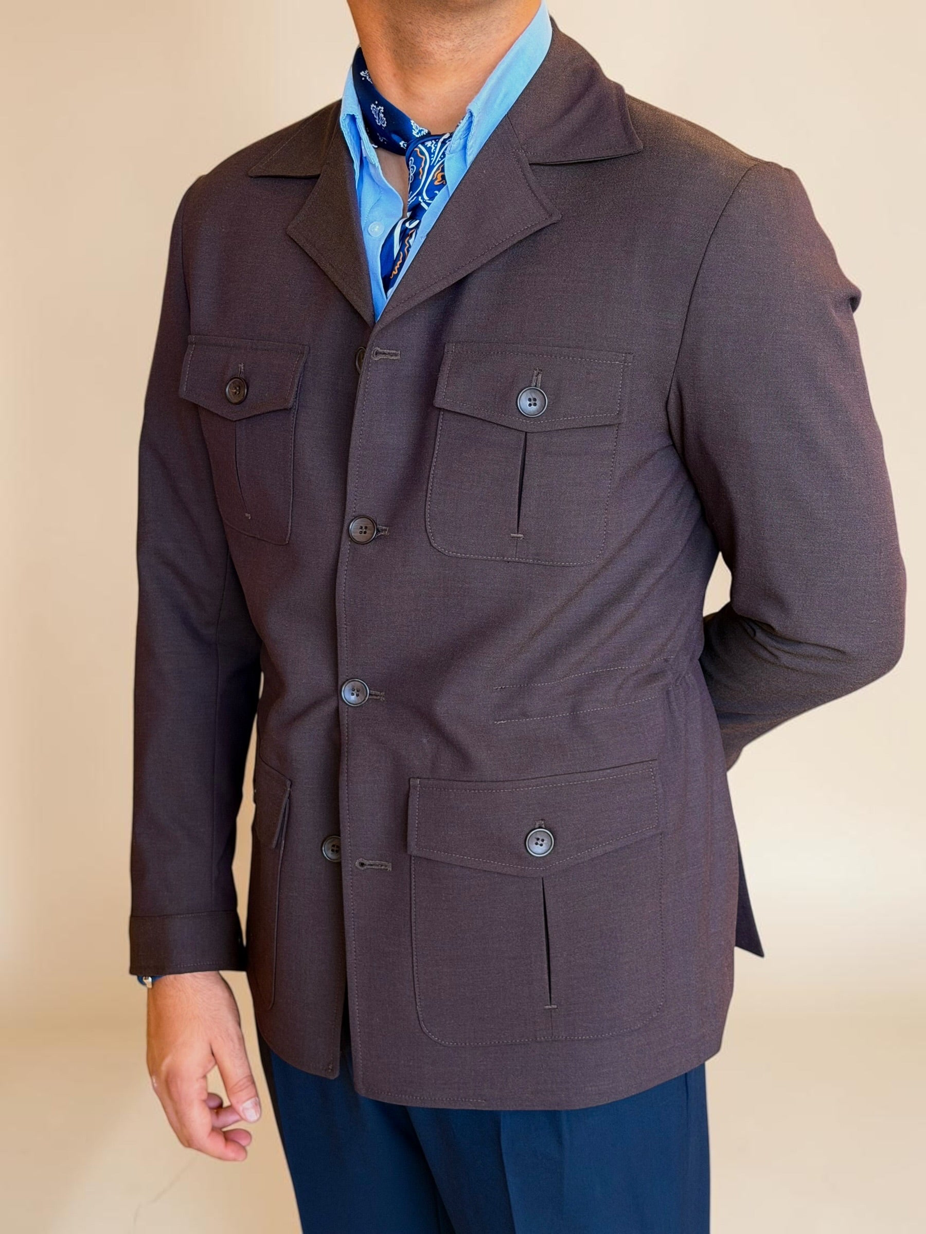 Safari hidden belt Jacket - Brown