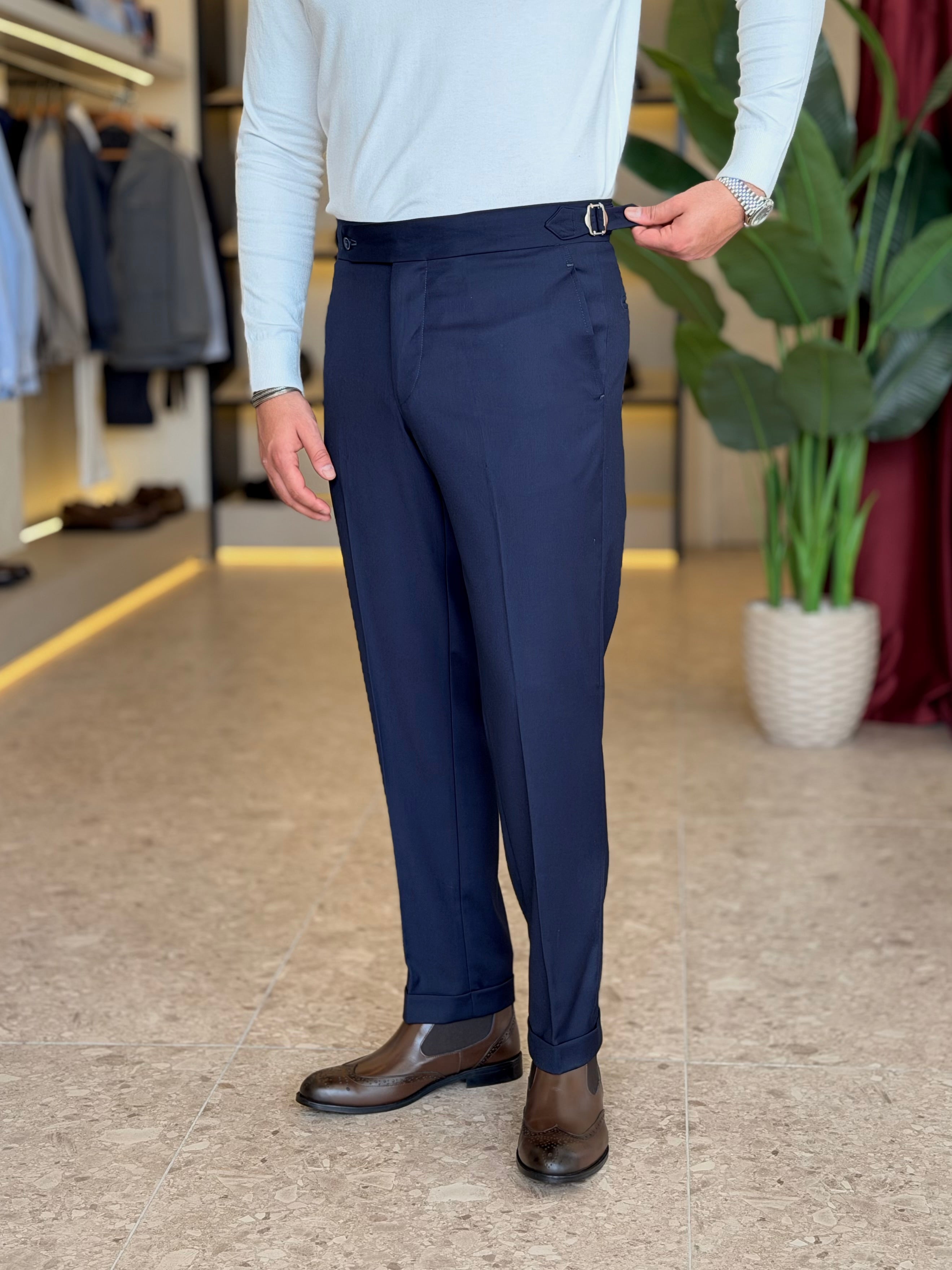 Chino Side Adjuster Trousers - Navy