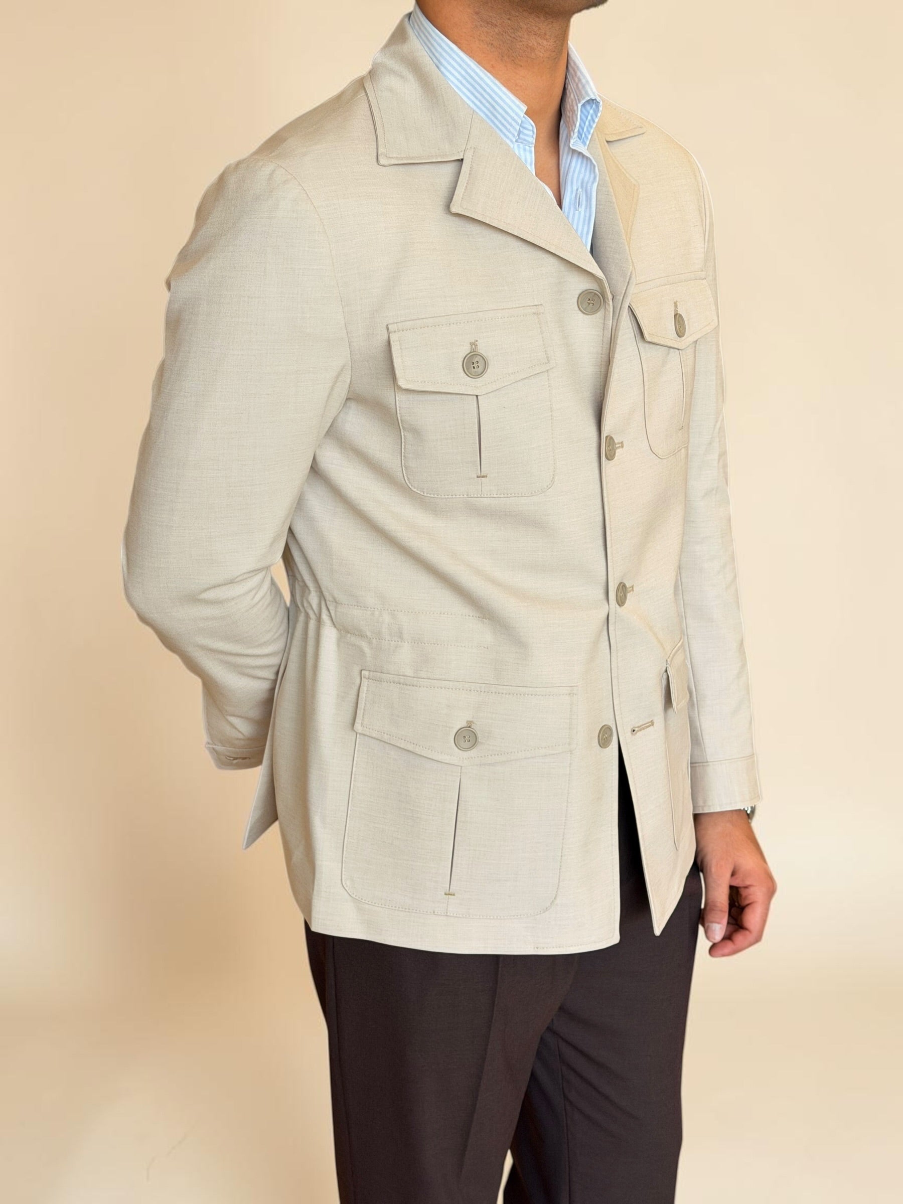 Safari hidden belt Jacket - Beige