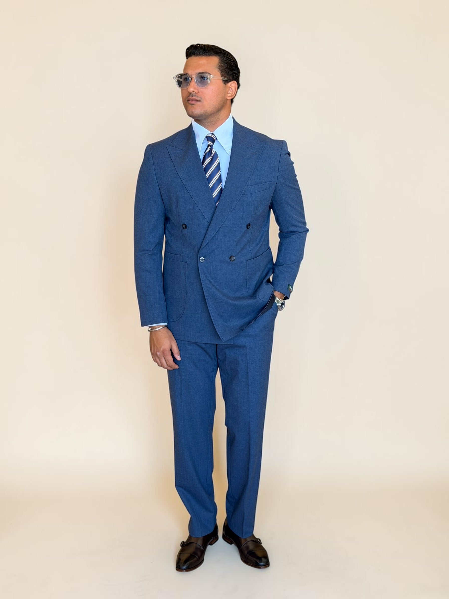Double breasted 4 button suit - Blue