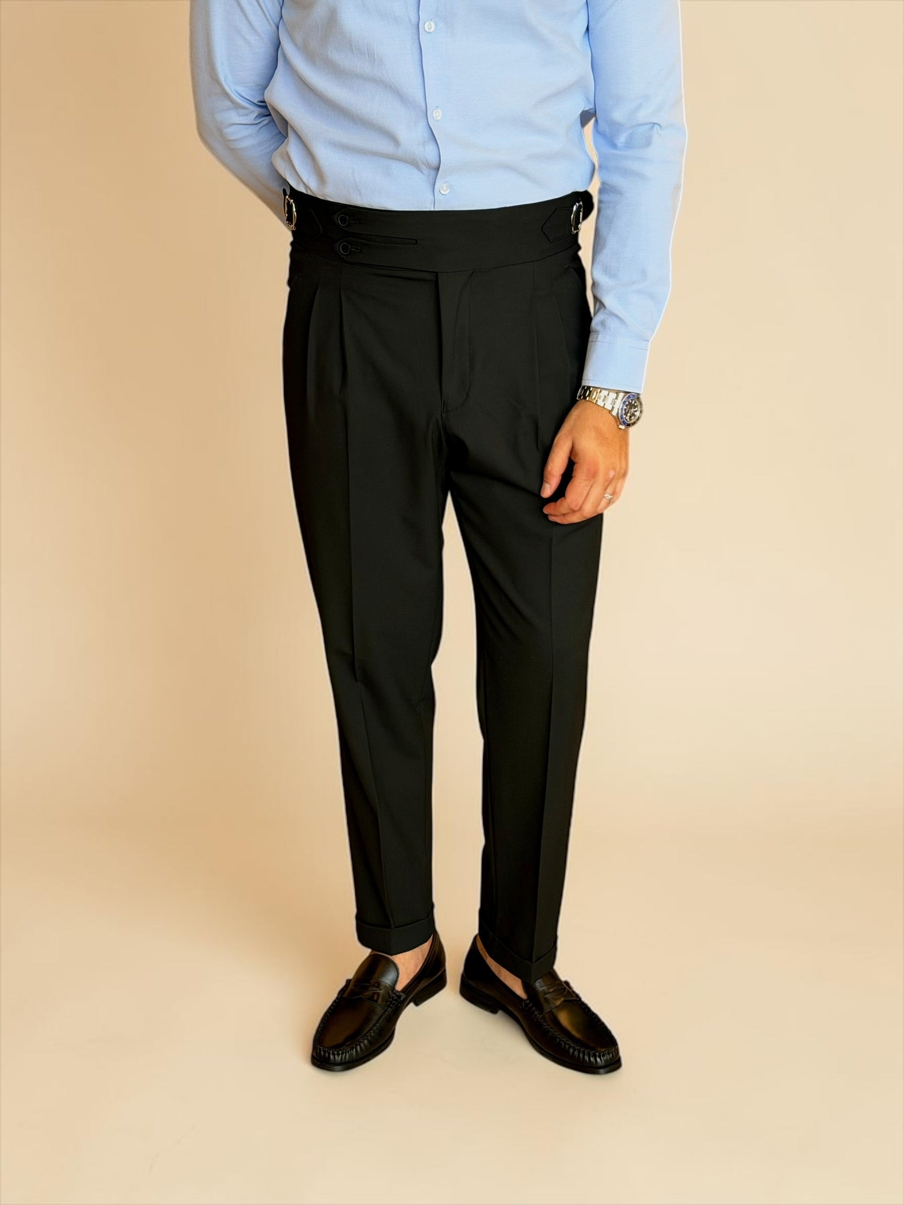 Double-Belt Gurkha trousers- Black