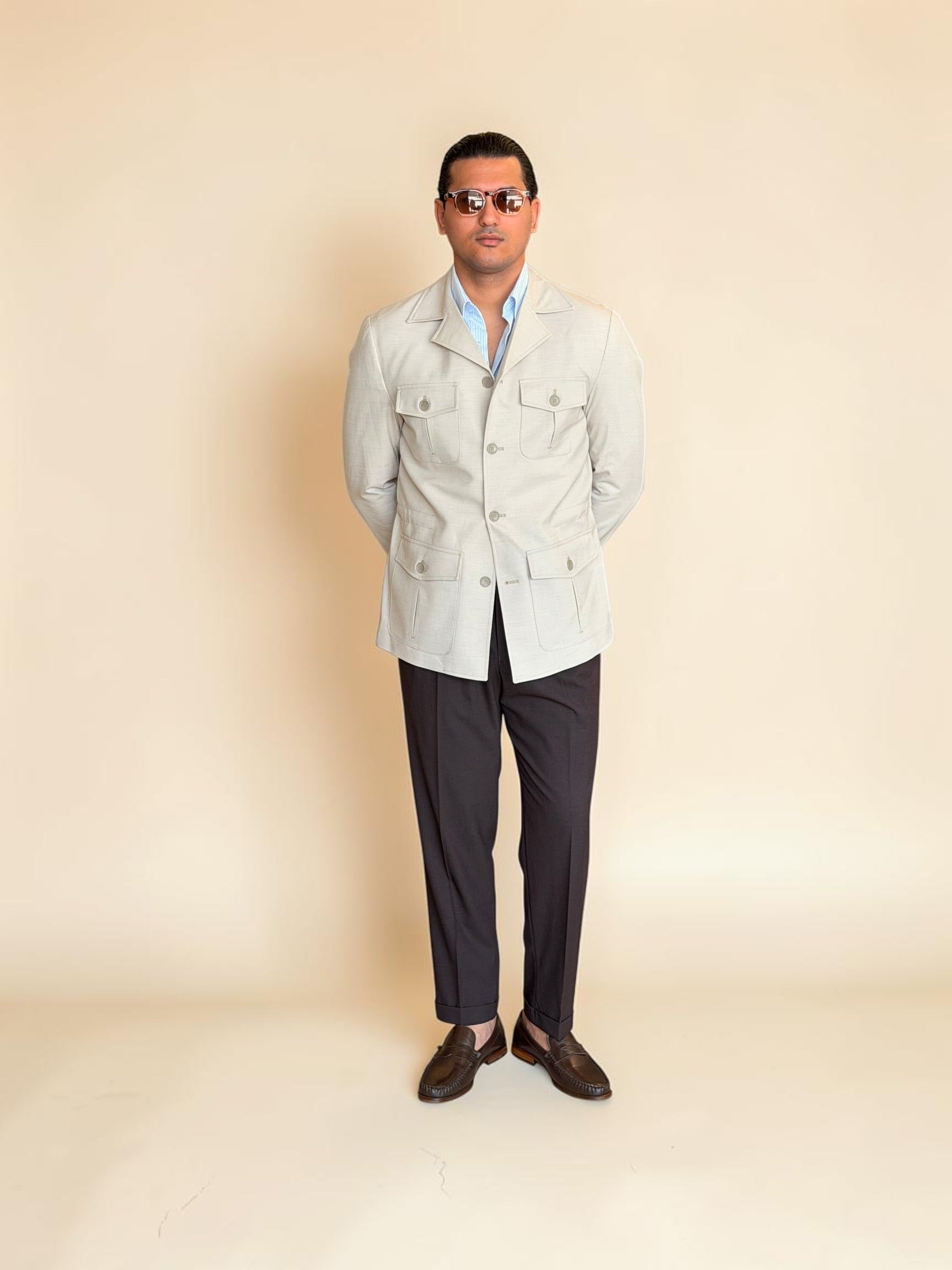 Safari hidden belt Jacket - Beige