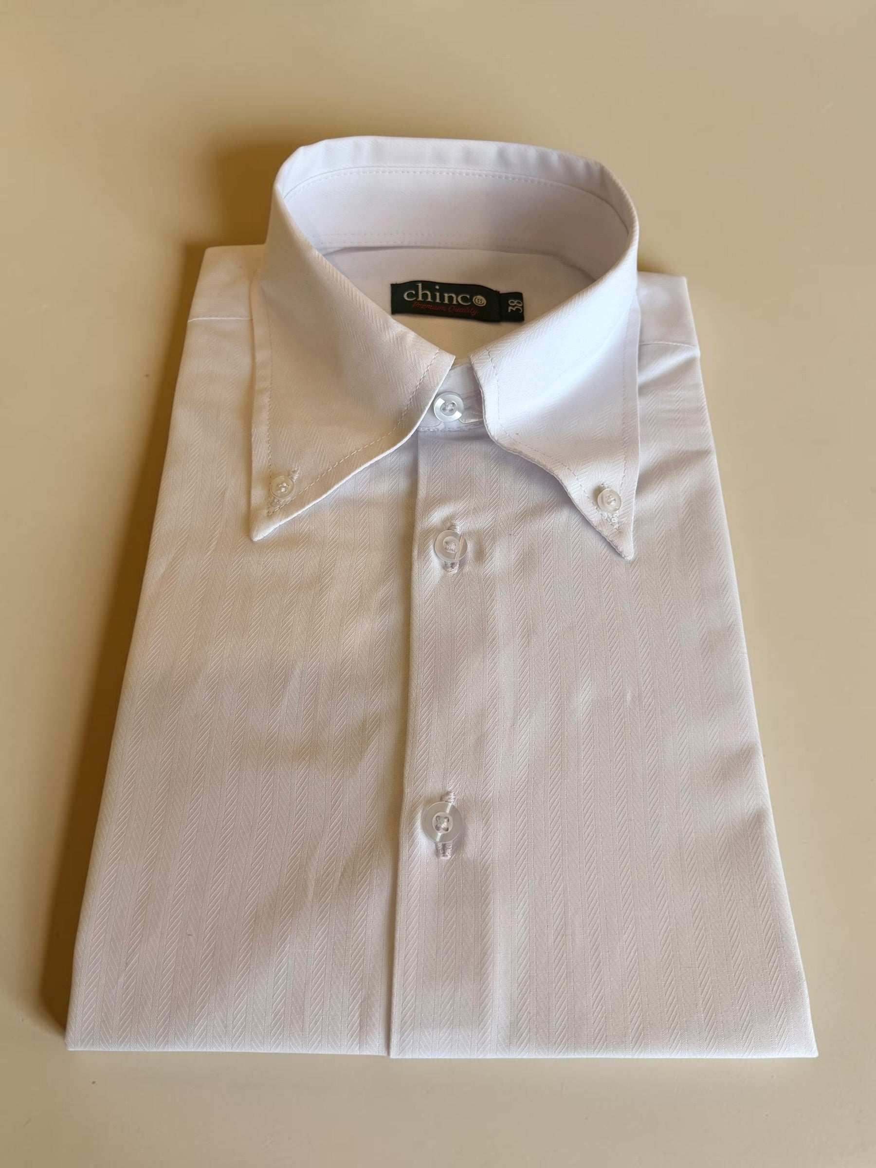 Herringbone small pattern classic shirt - white