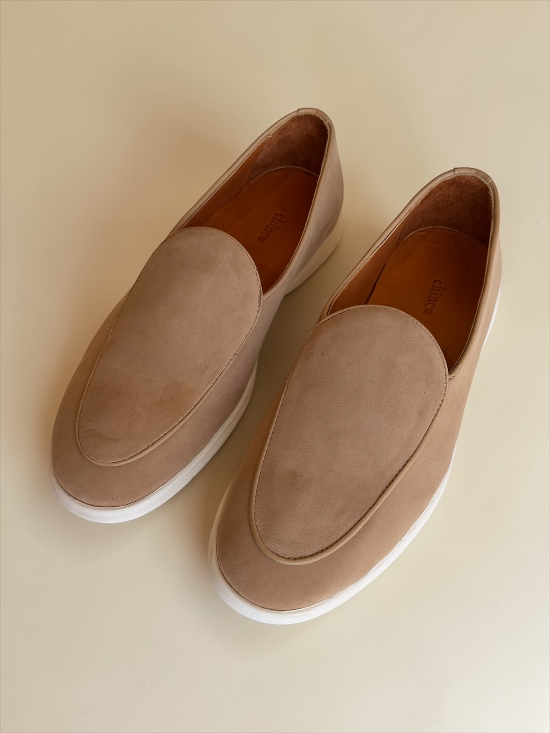 Suede leather loafers - Beige