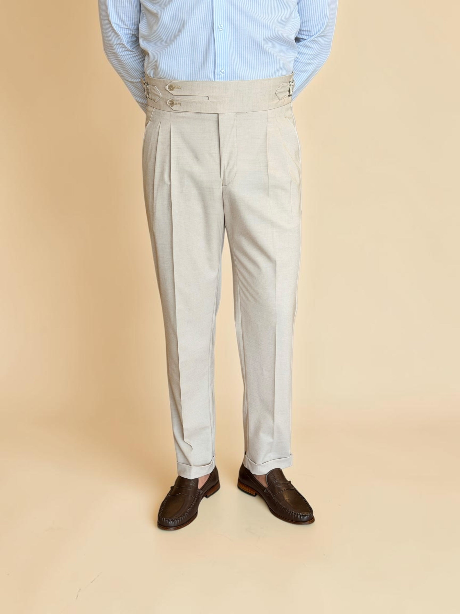 Double-Belt Gurkha trousers- Beige