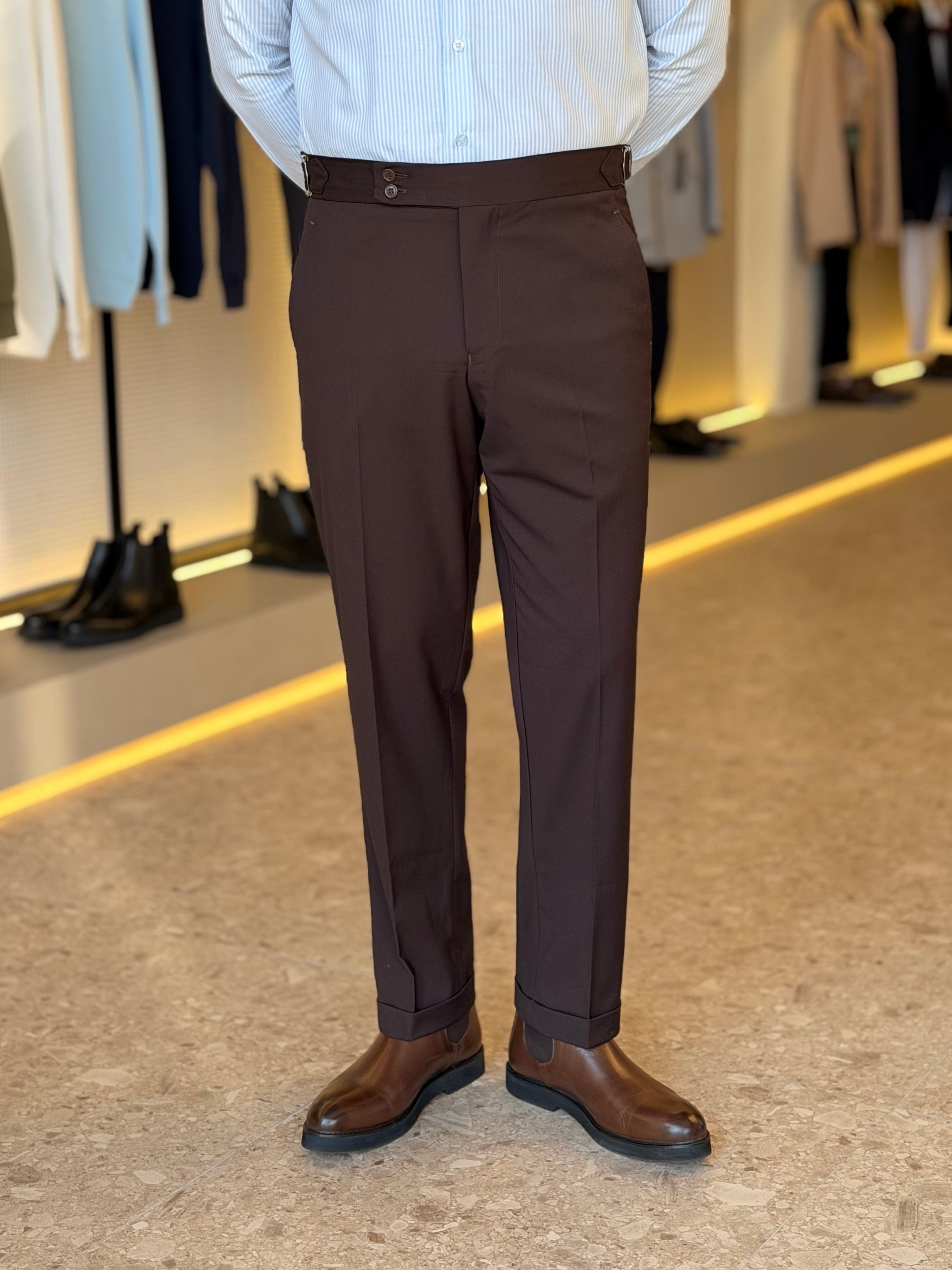 Double button chino trouser - Brown