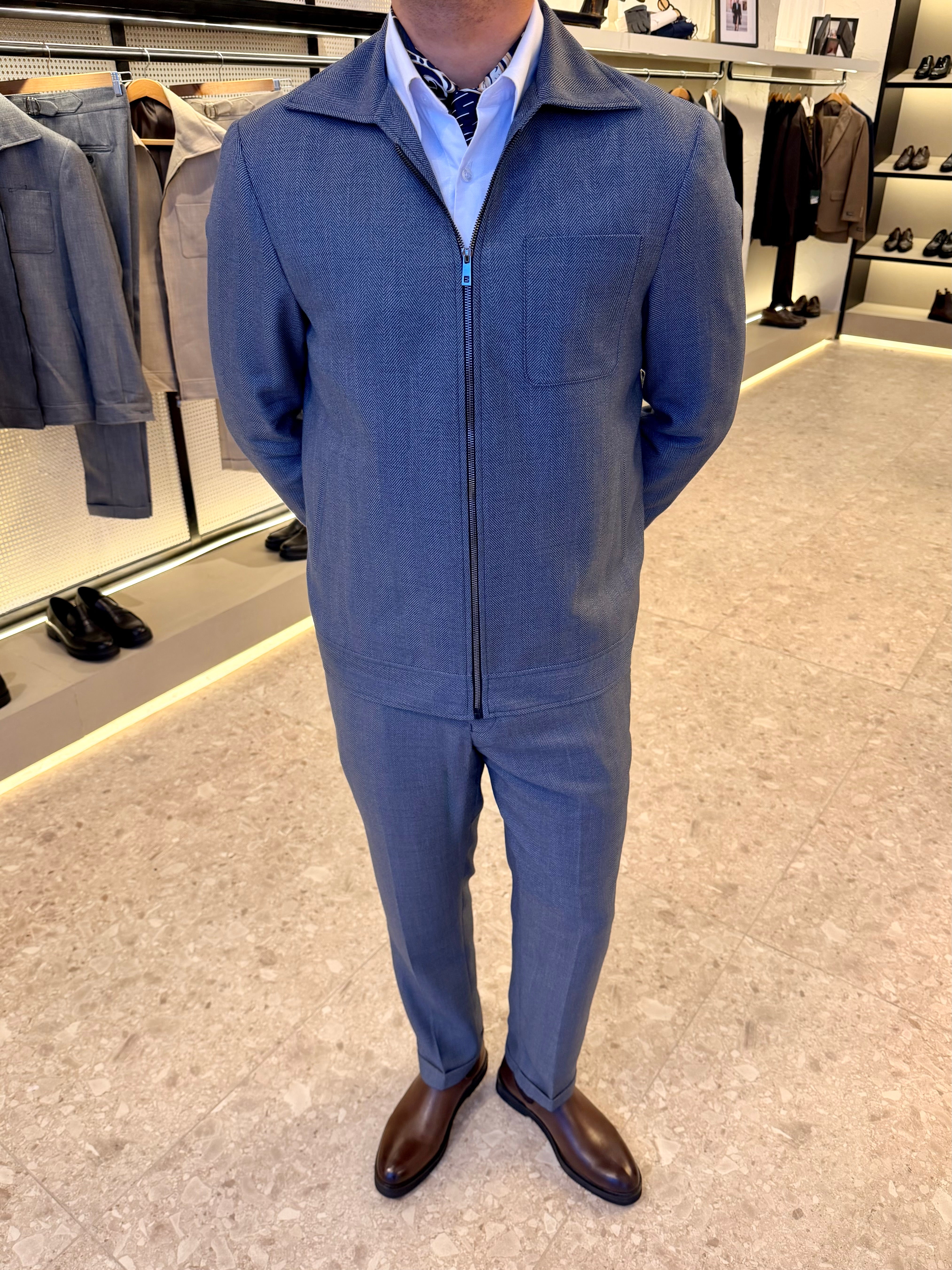 The Herringbone Set - Navy