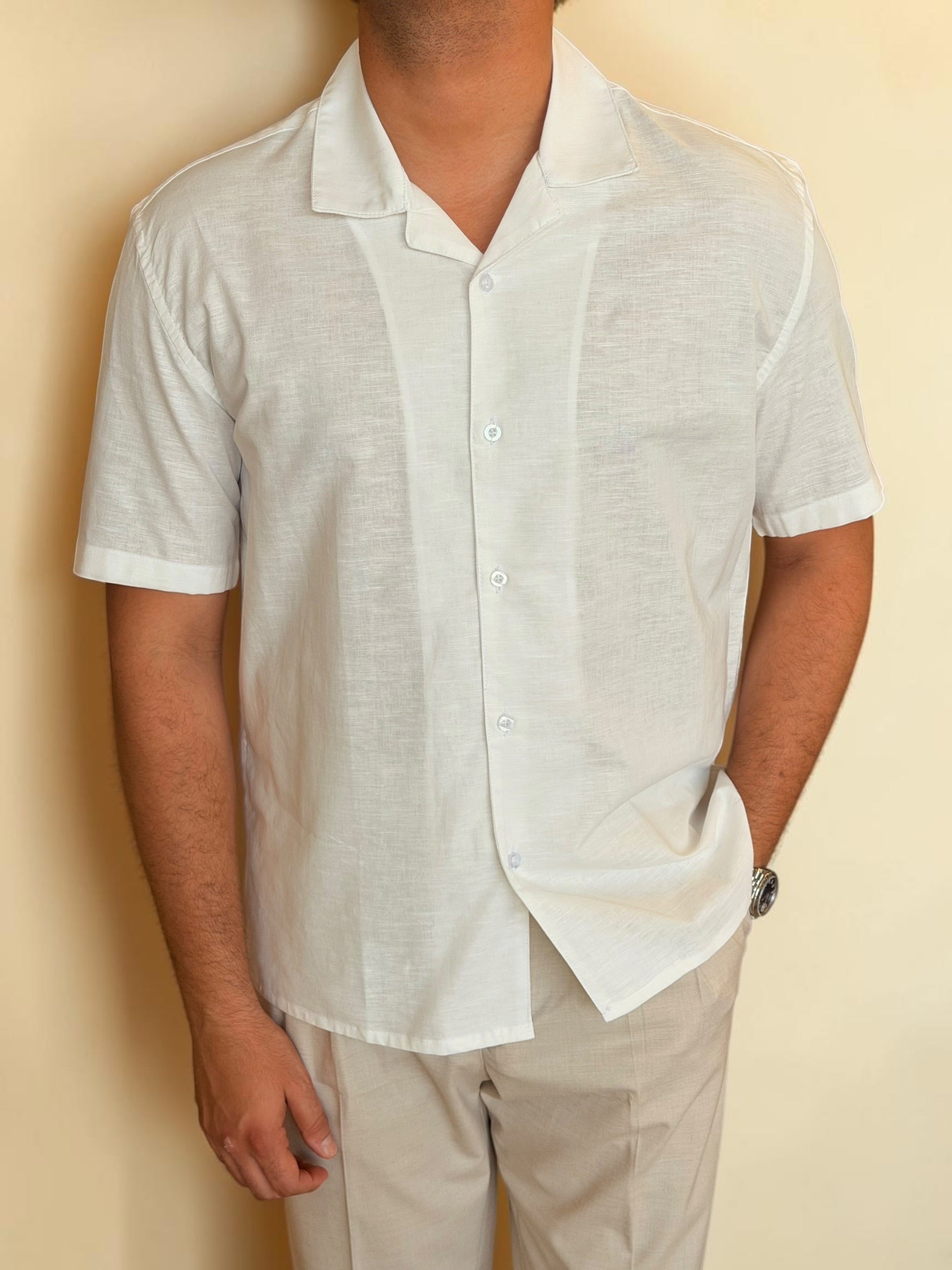 Linen Cuban Shirt - Off white