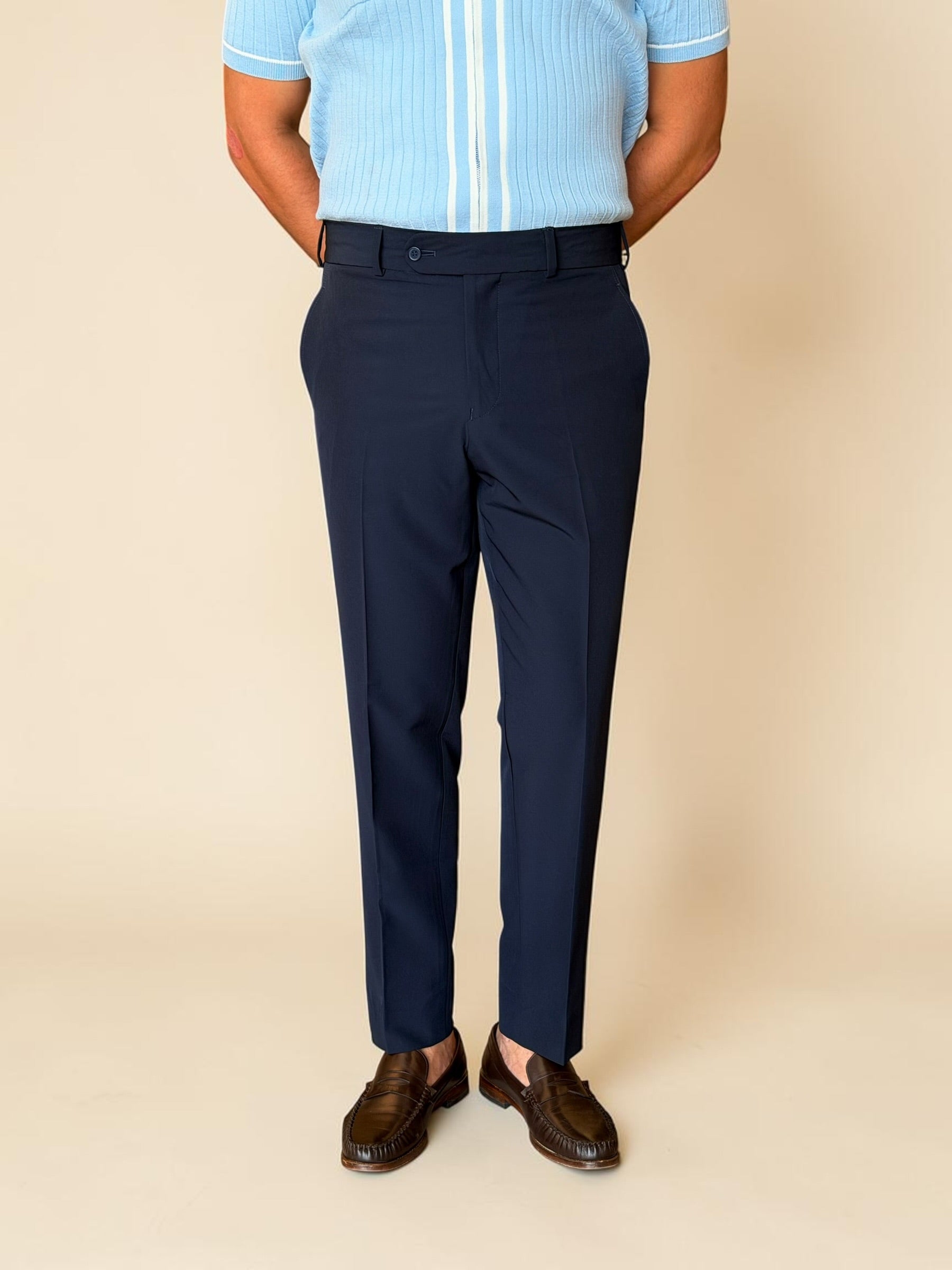 Tailored Lycra Trousers - Navy