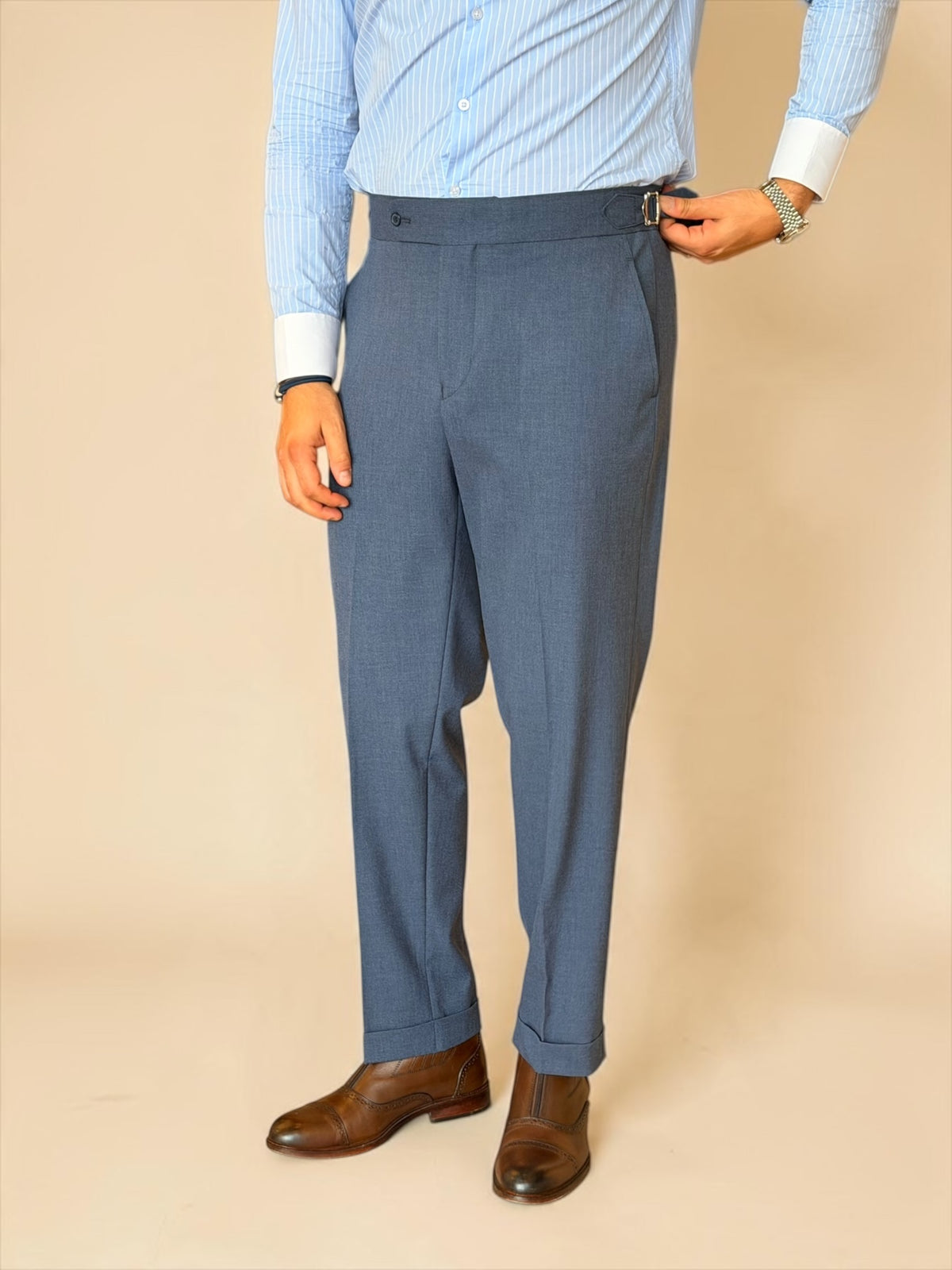 One button Gurkha Trousers - Blue
