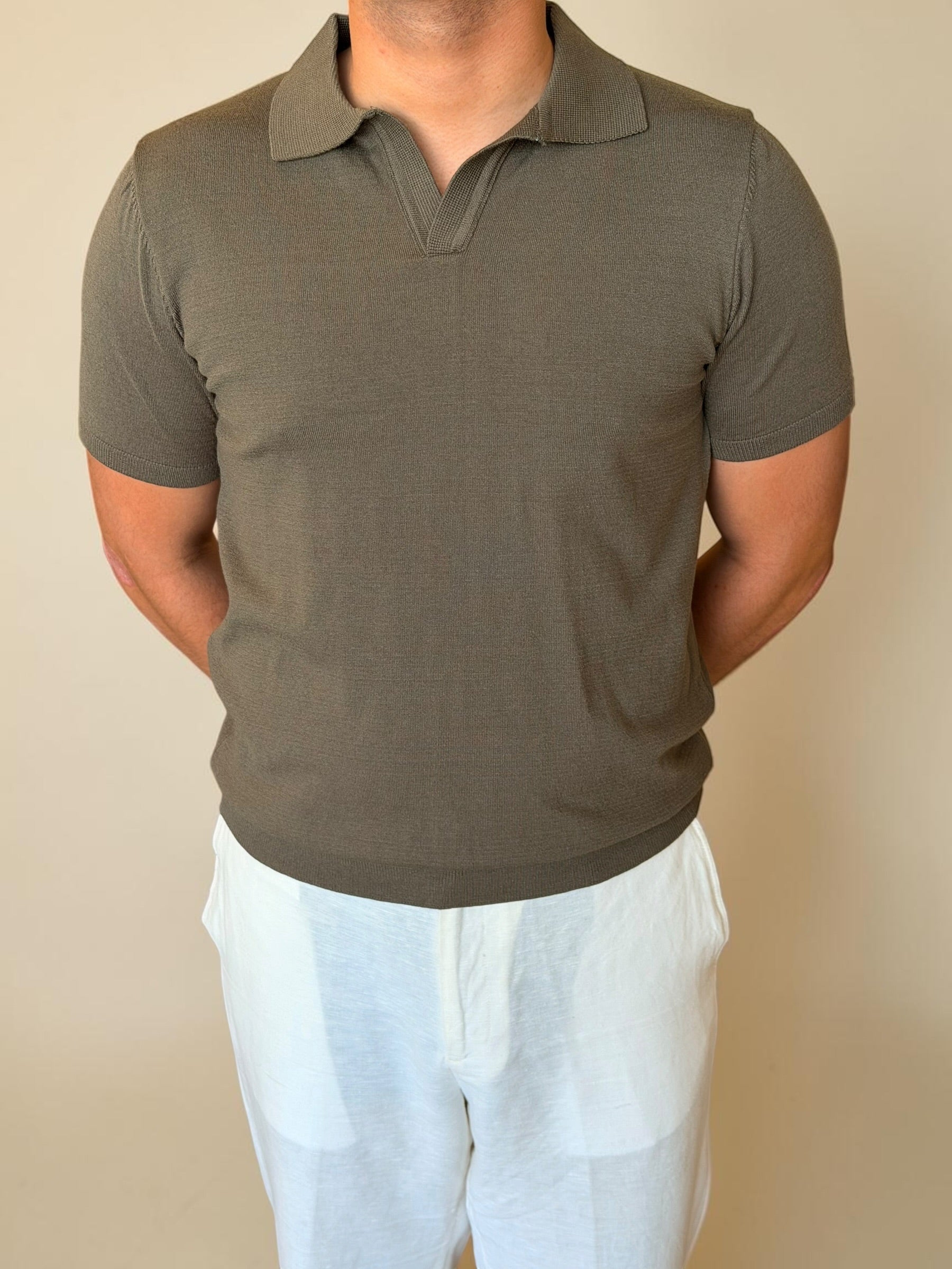 Polo-V knitwear - Olive