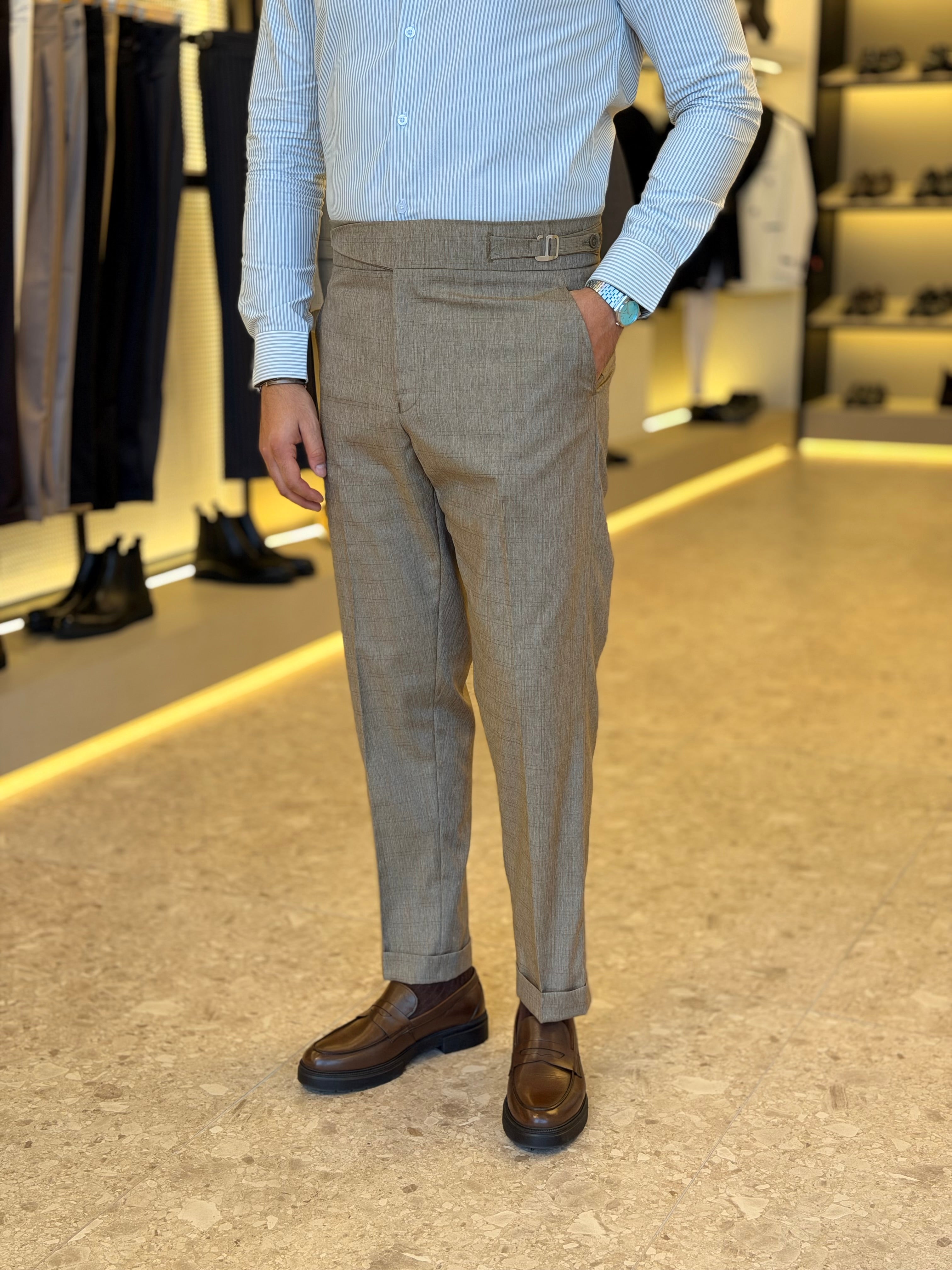 Hook chino trouser - Cacao checks