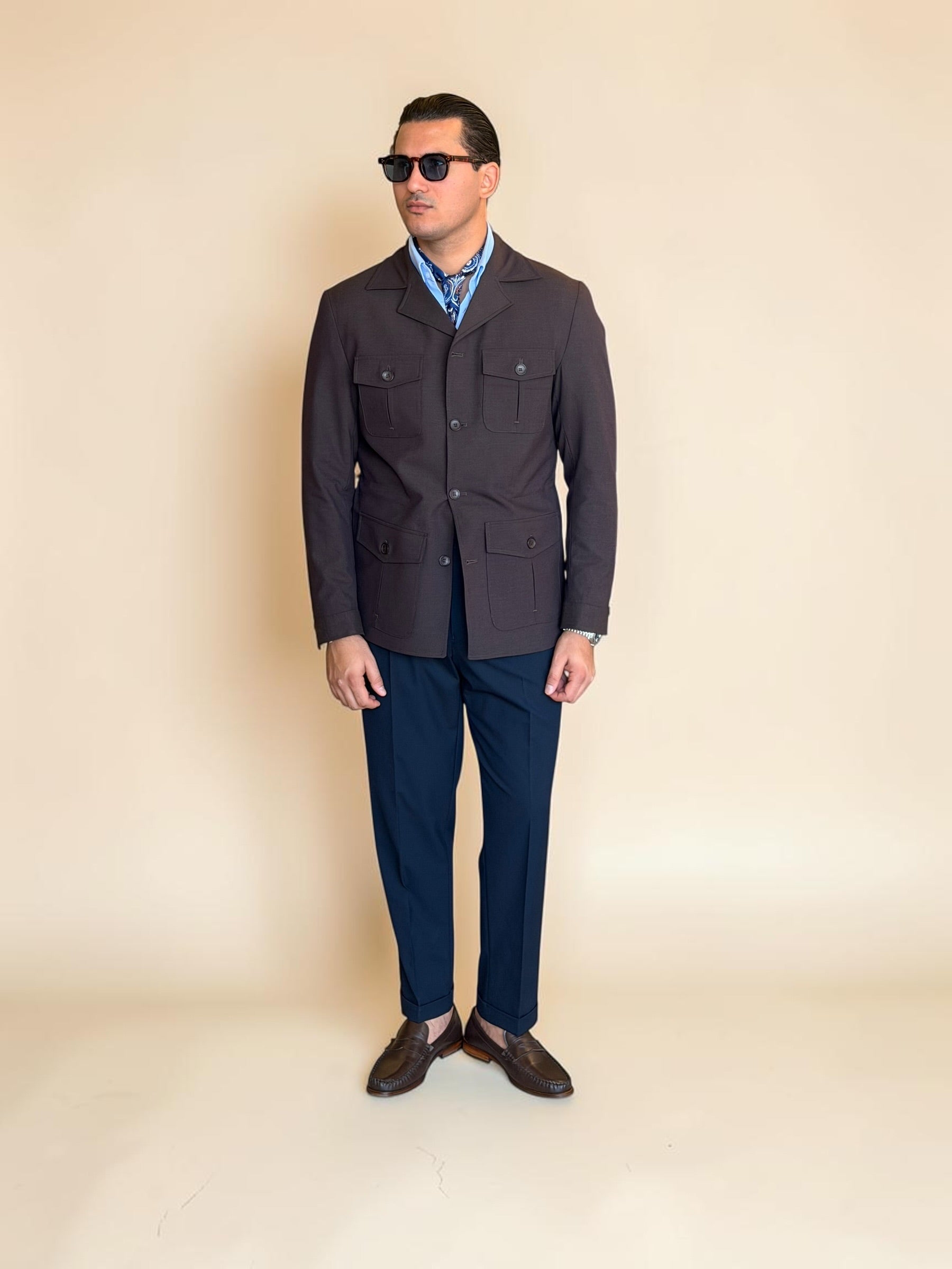 Safari hidden belt Jacket - Brown