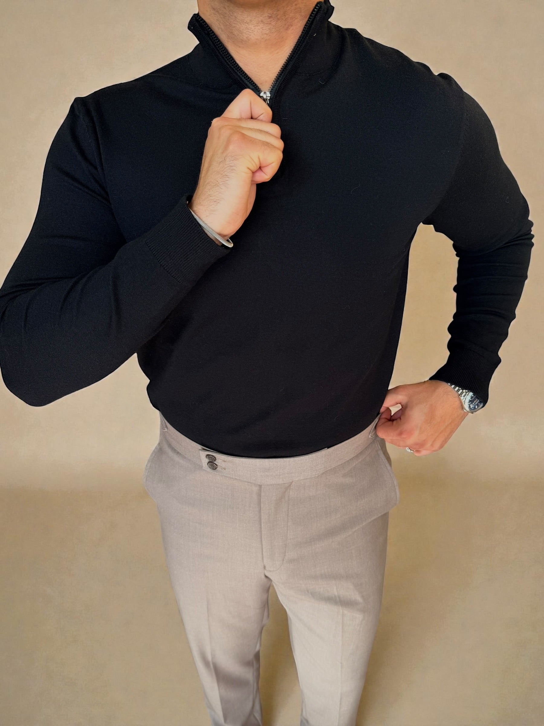 Knitwear Quarter zipper - Black