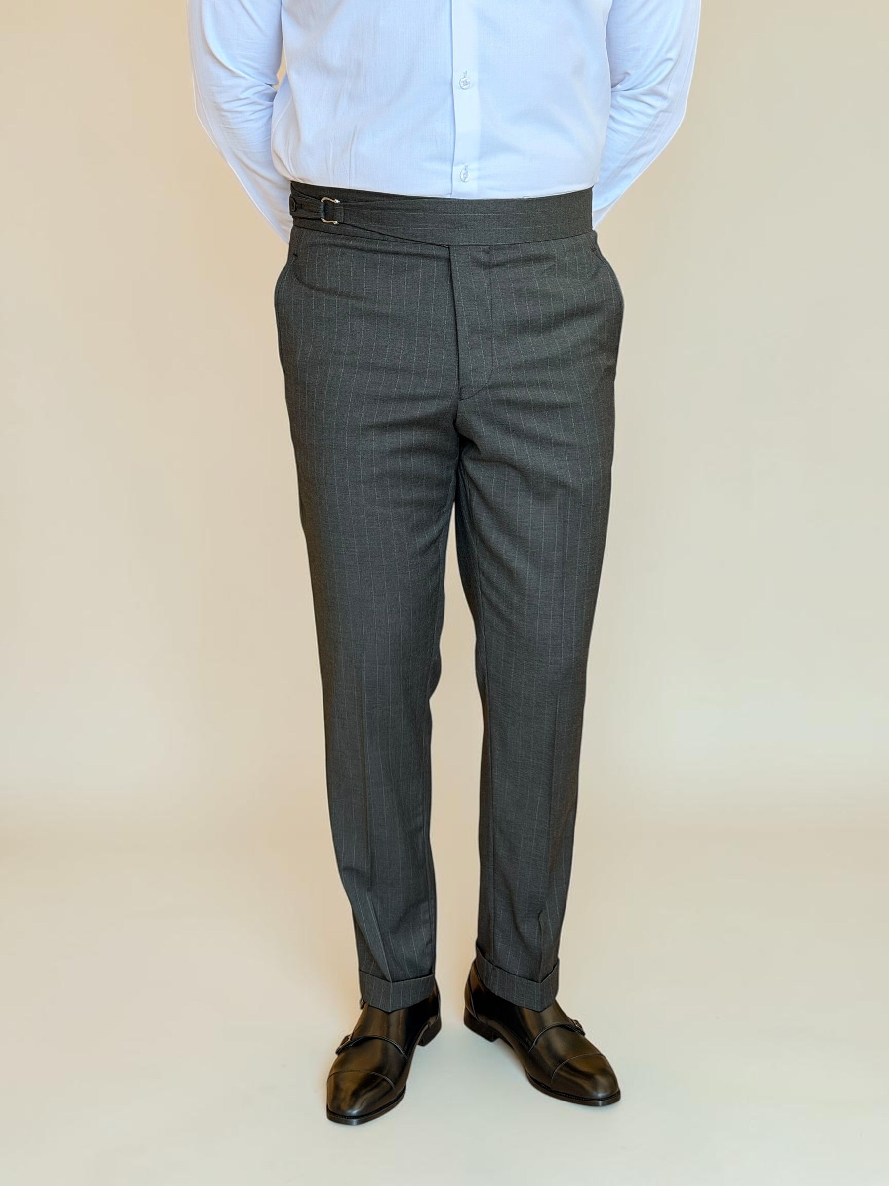 One side stripe gurkha trousers - Dark Gary