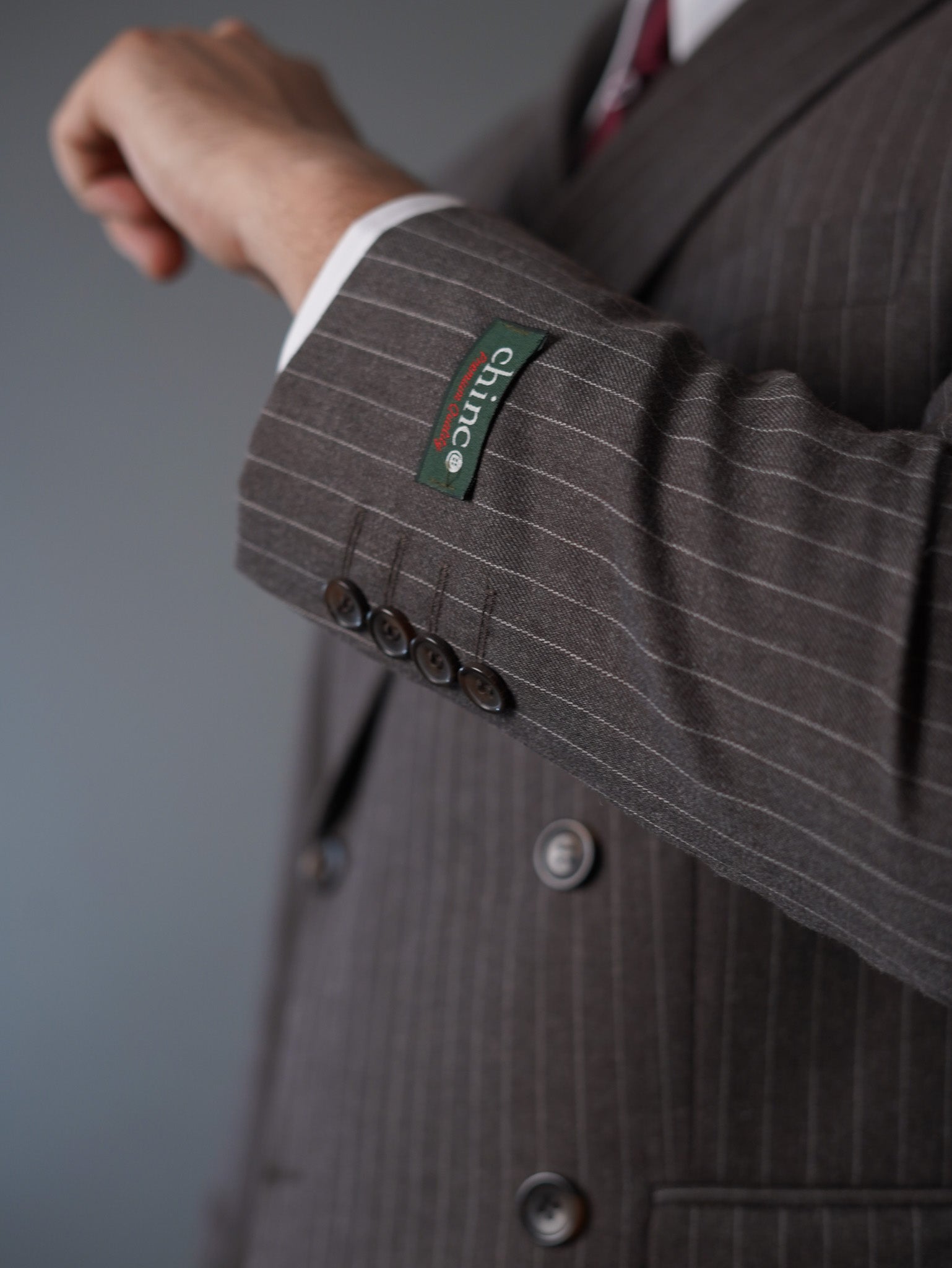 Double breasted suit - brown striped