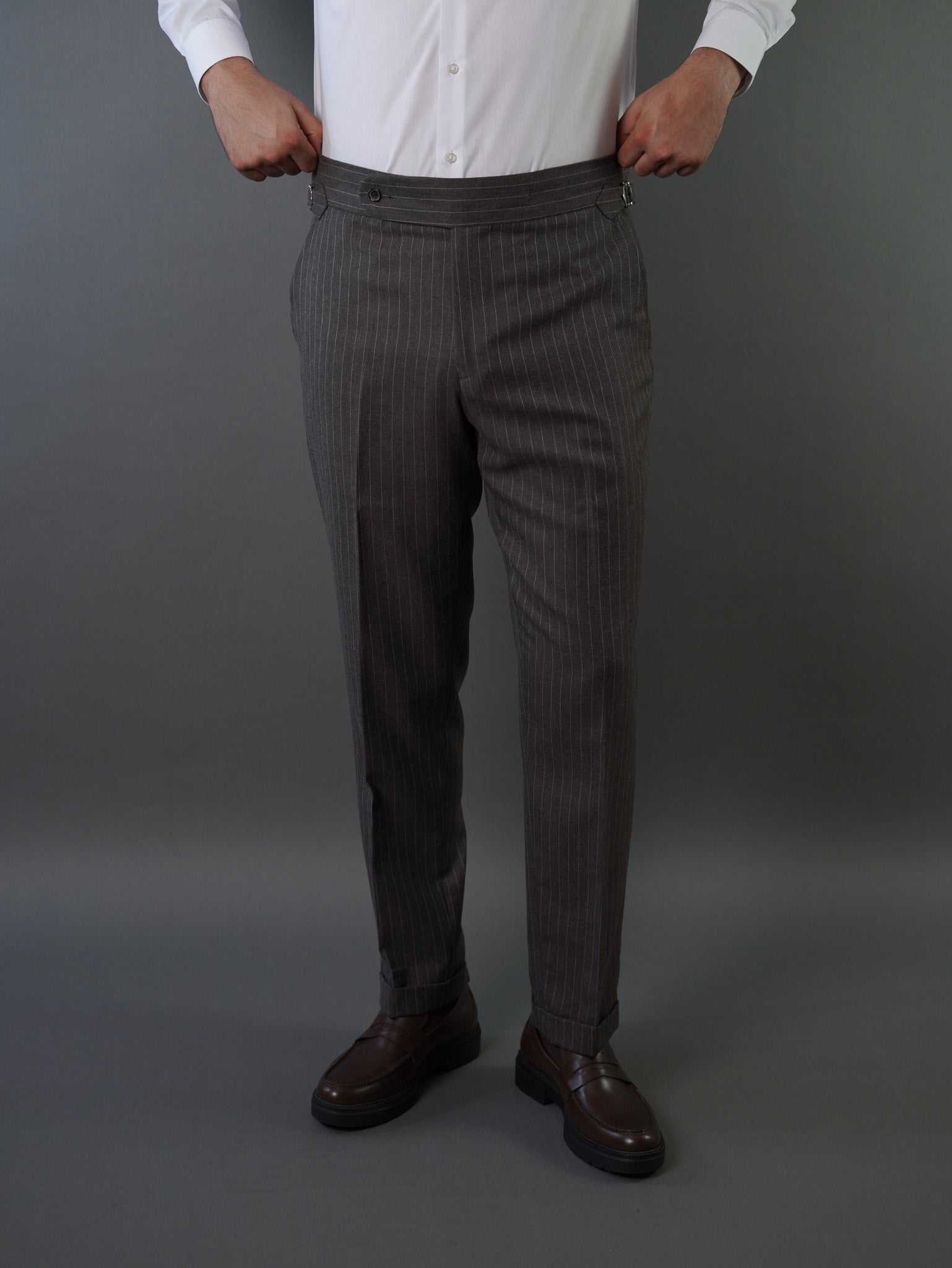 Double breasted suit - brown striped