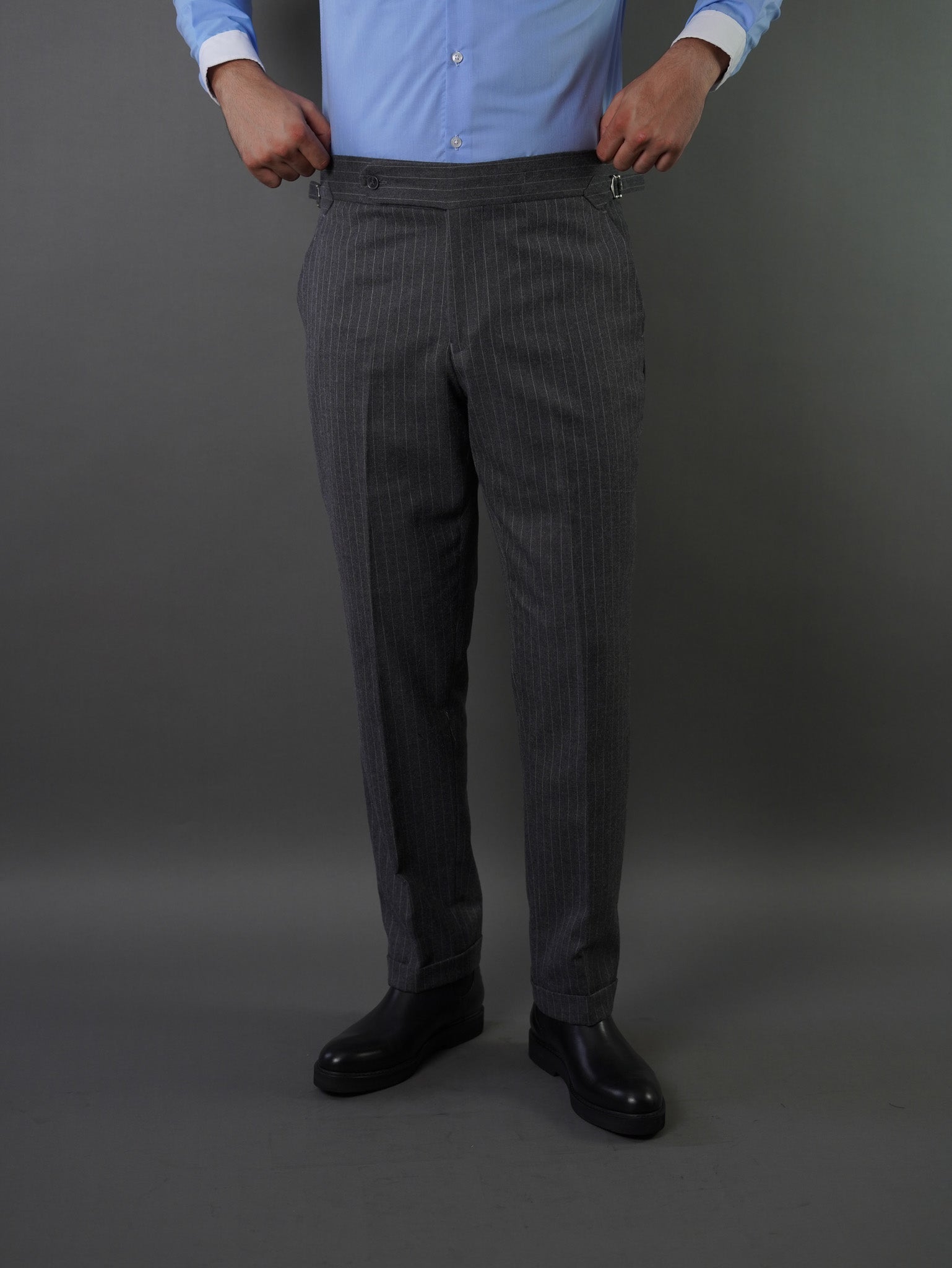 Double breasted suit - gray striped