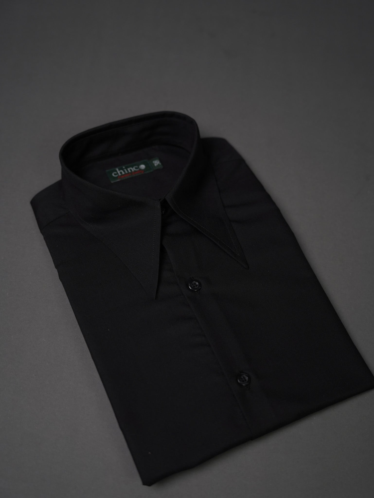 slim fit Long Point collar classic chemise - Black