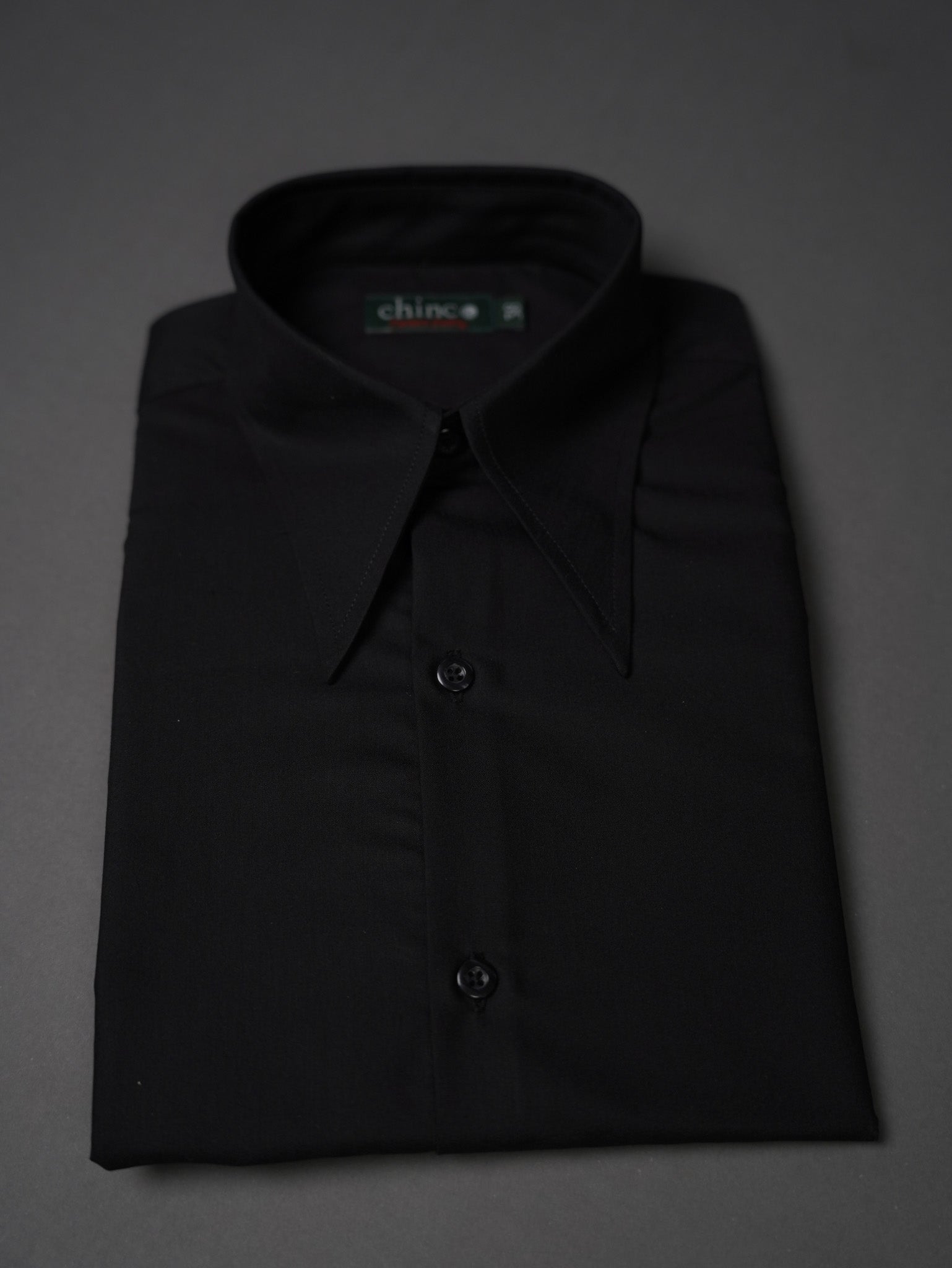 slim fit Long Point collar classic chemise - Black