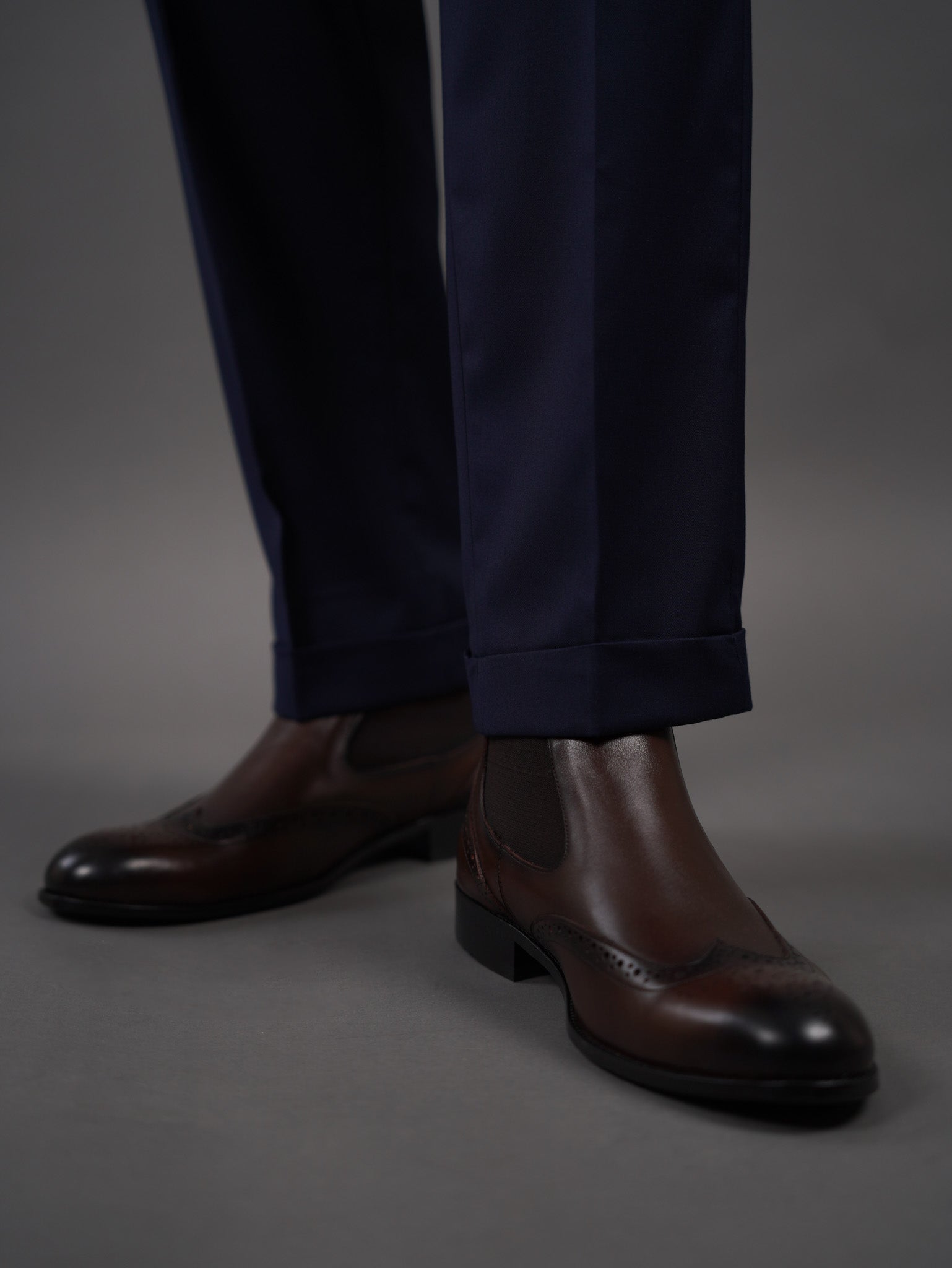 slim fit chino high waist trousers - navy