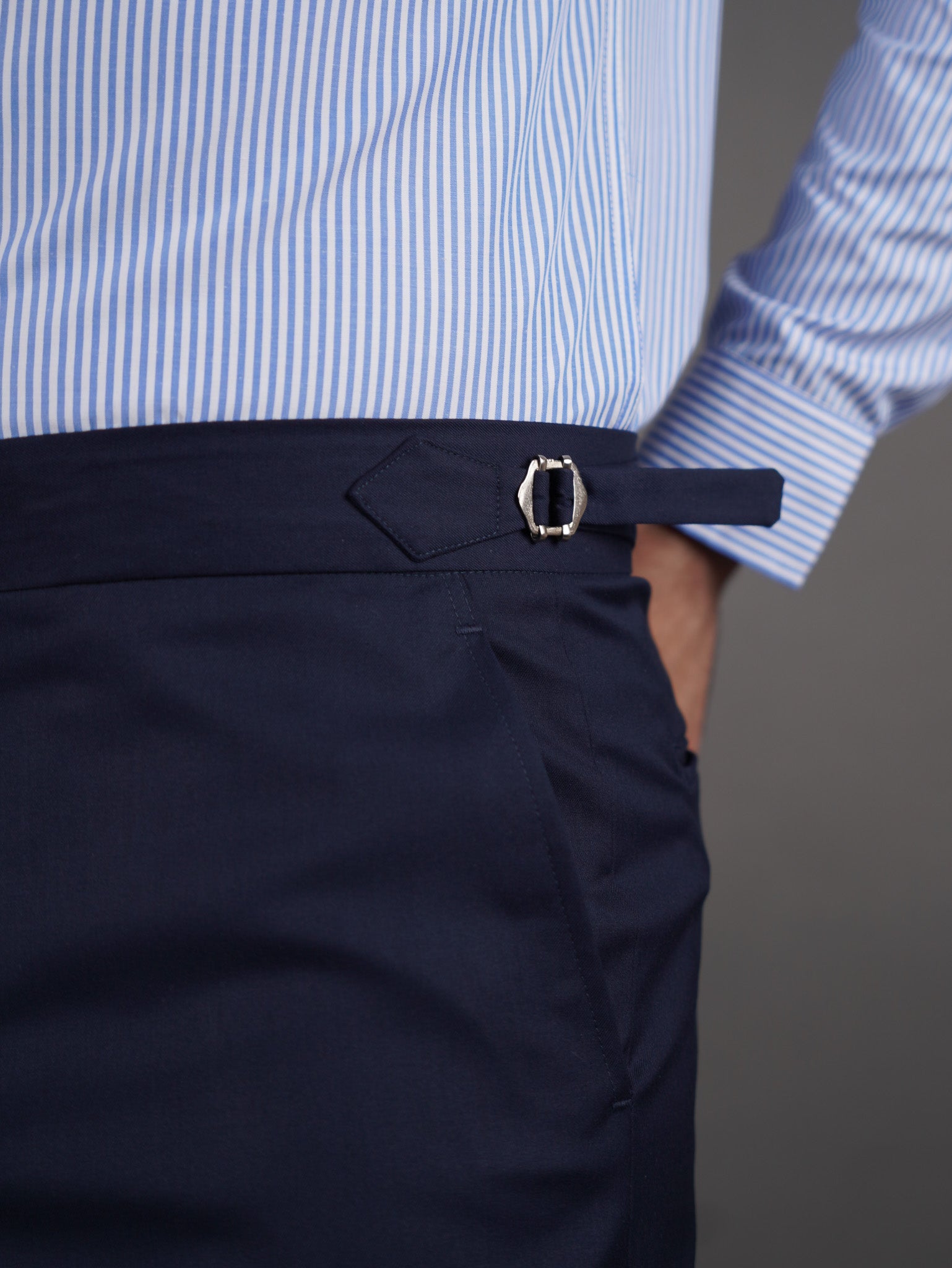 slim fit chino high waist trousers - navy