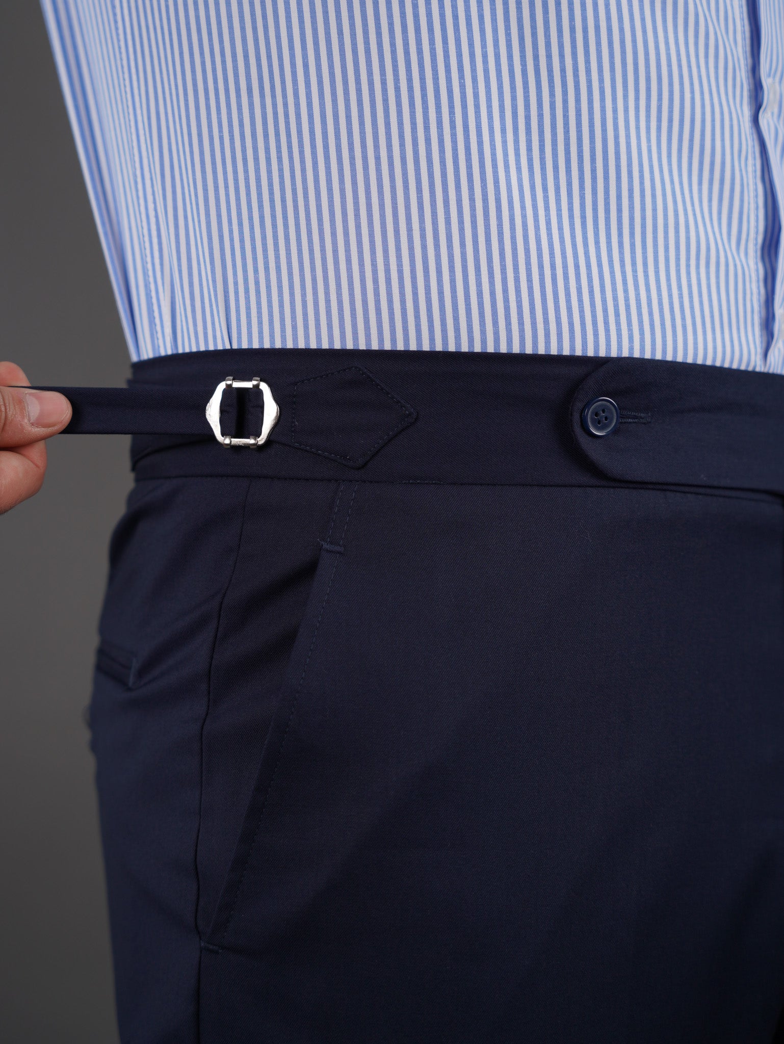 slim fit chino high waist trousers - navy