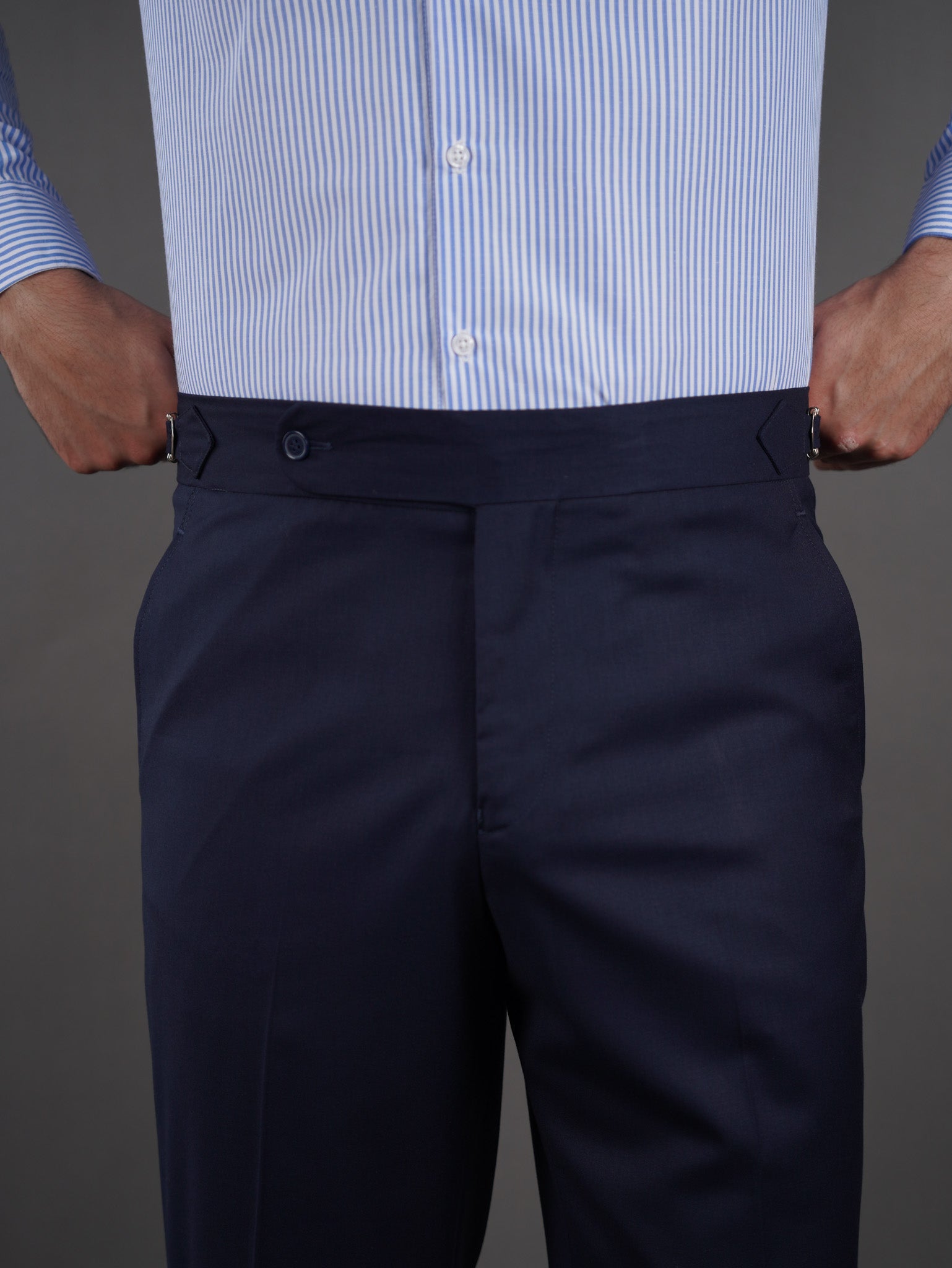 slim fit chino high waist trousers - navy