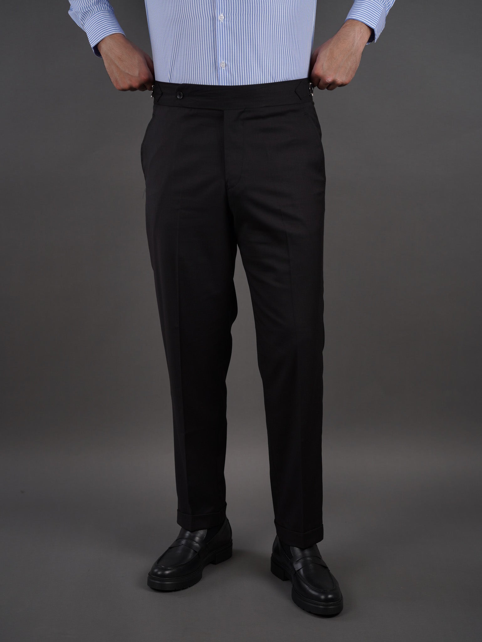 slim fit chino high waist trousers - BLACK S