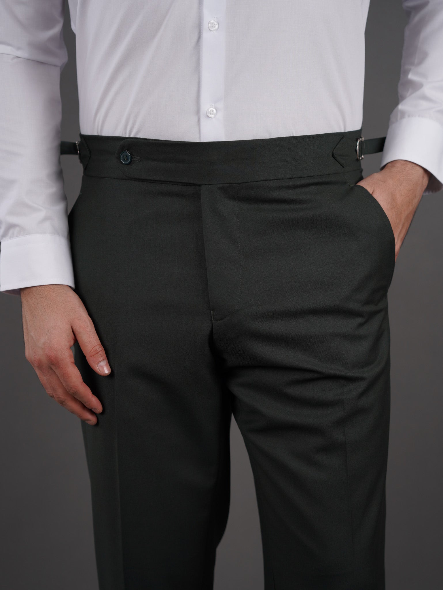slim fit chino high waist trousers - olive