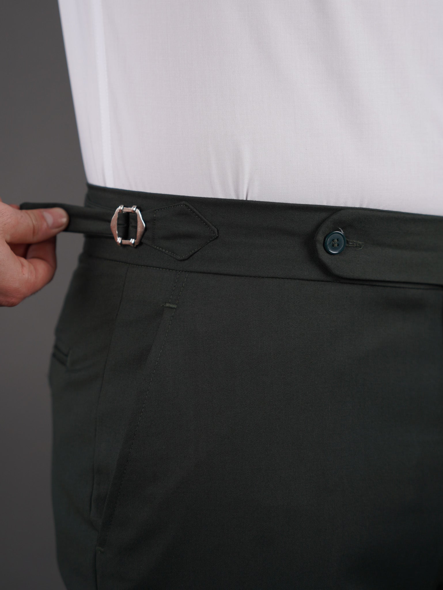 slim fit chino high waist trousers - olive