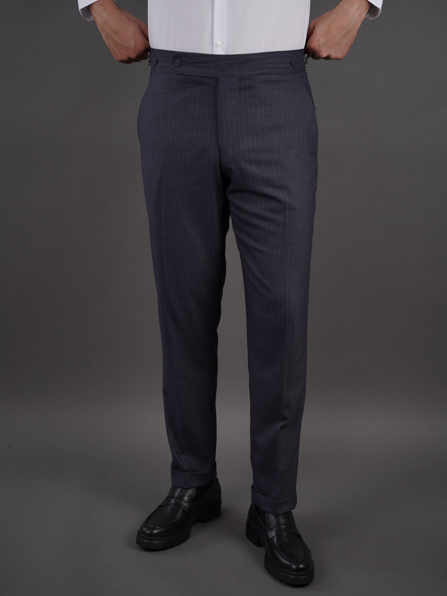 slim fit chino high waist trousers -Gray s
