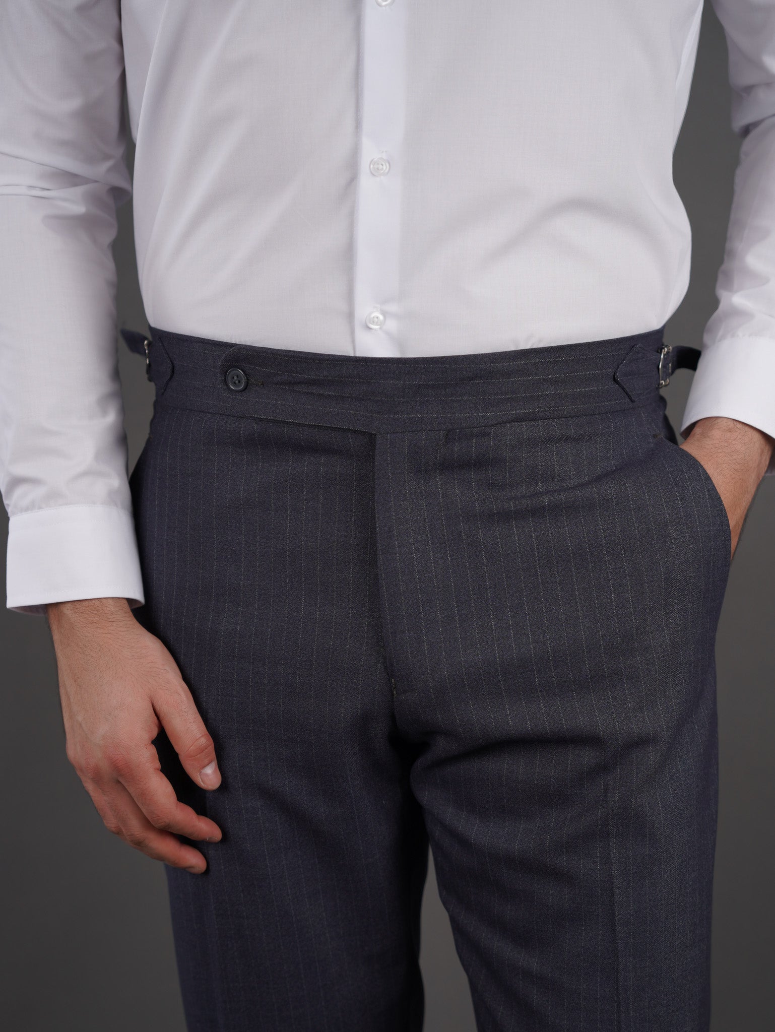slim fit chino high waist trousers -Gray s