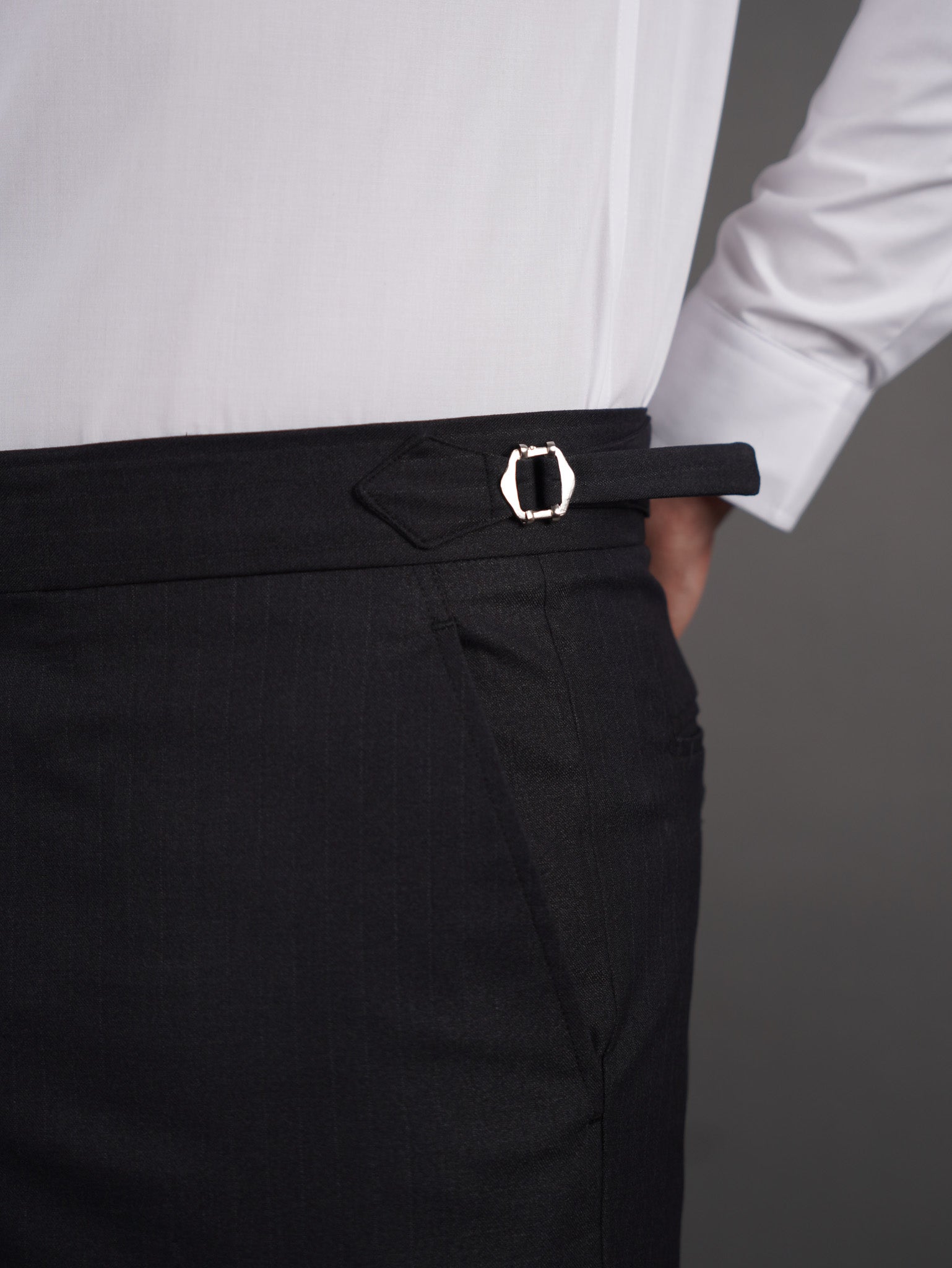 slim fit chino high waist trousers - BLACK