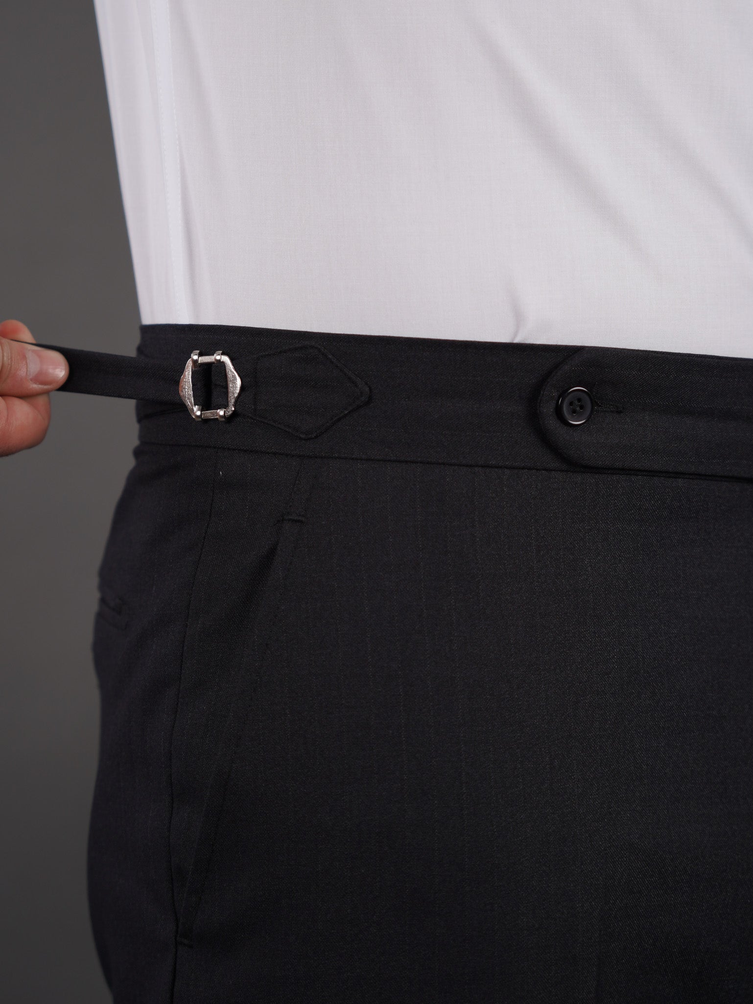slim fit chino high waist trousers - BLACK