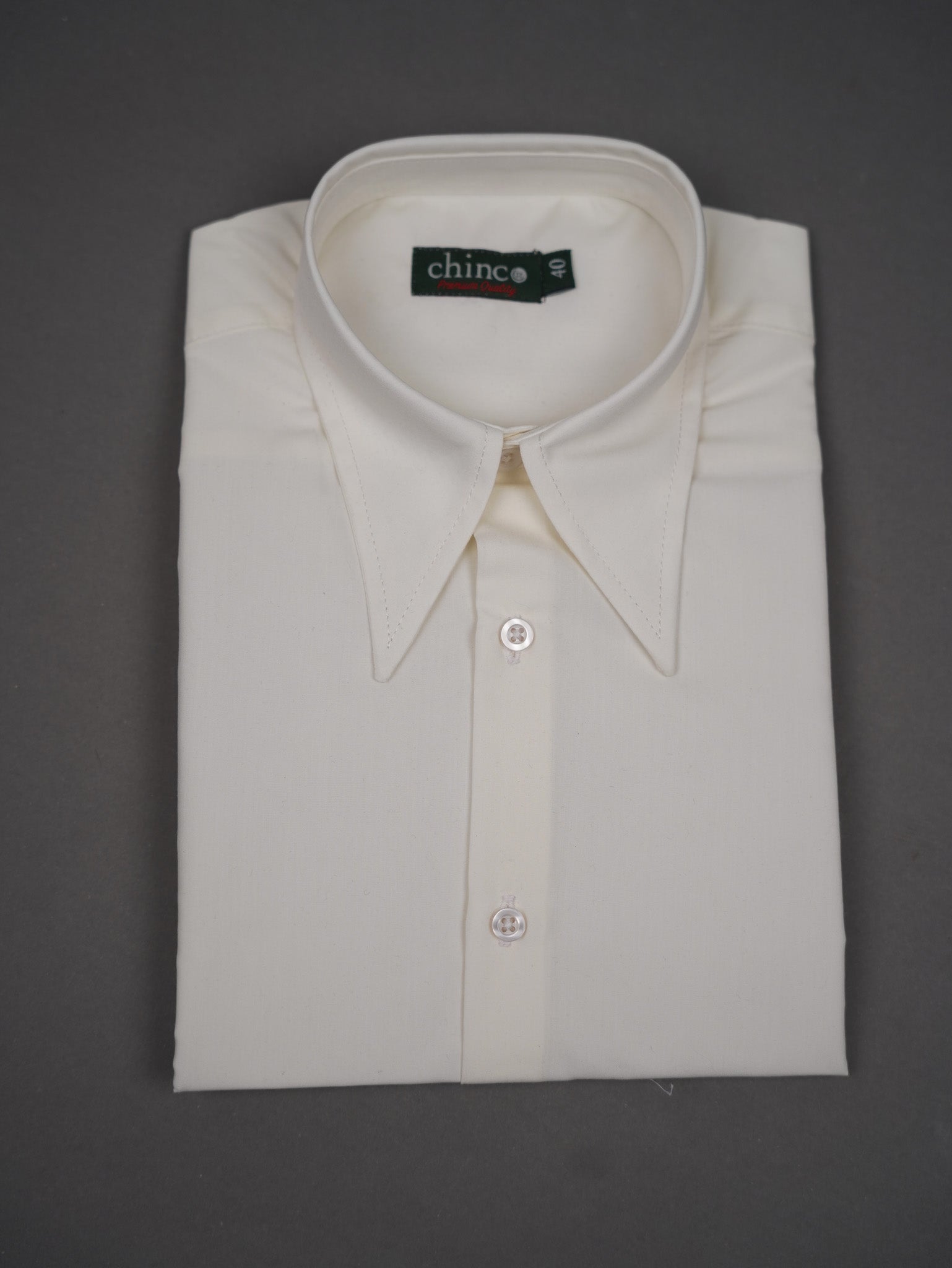 slim fit Long Point collar classic chemis - OFF WHITE