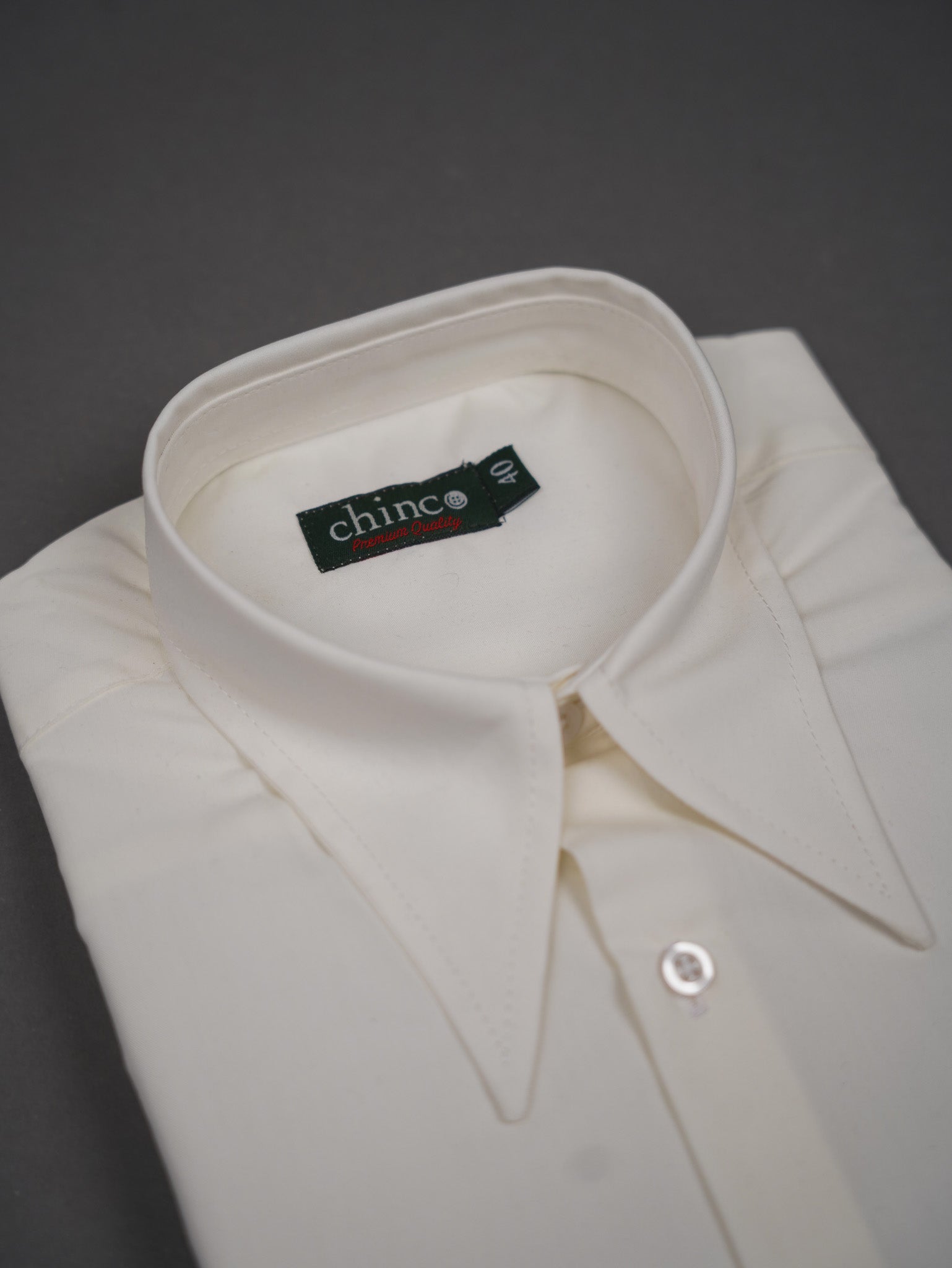 slim fit Long Point collar classic chemis - OFF WHITE