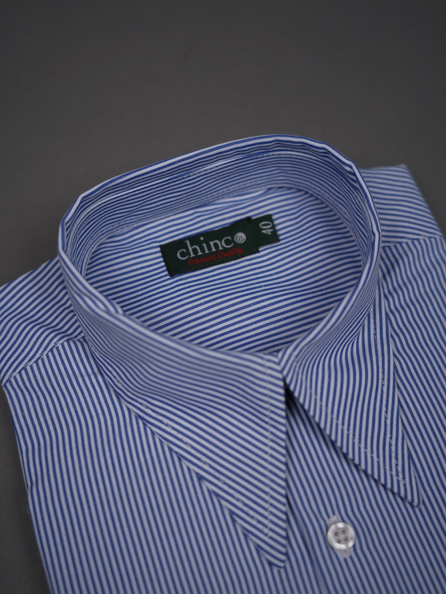 slim fit Long Point collar classic chemis - NAVY STRIPED