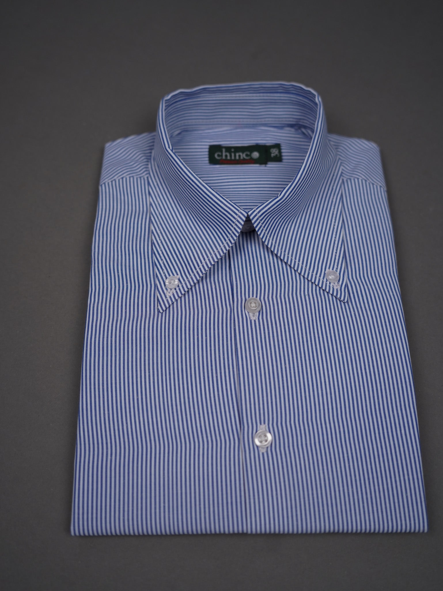 Oxford Long Point collar classic chemise - NAVY STRIPED