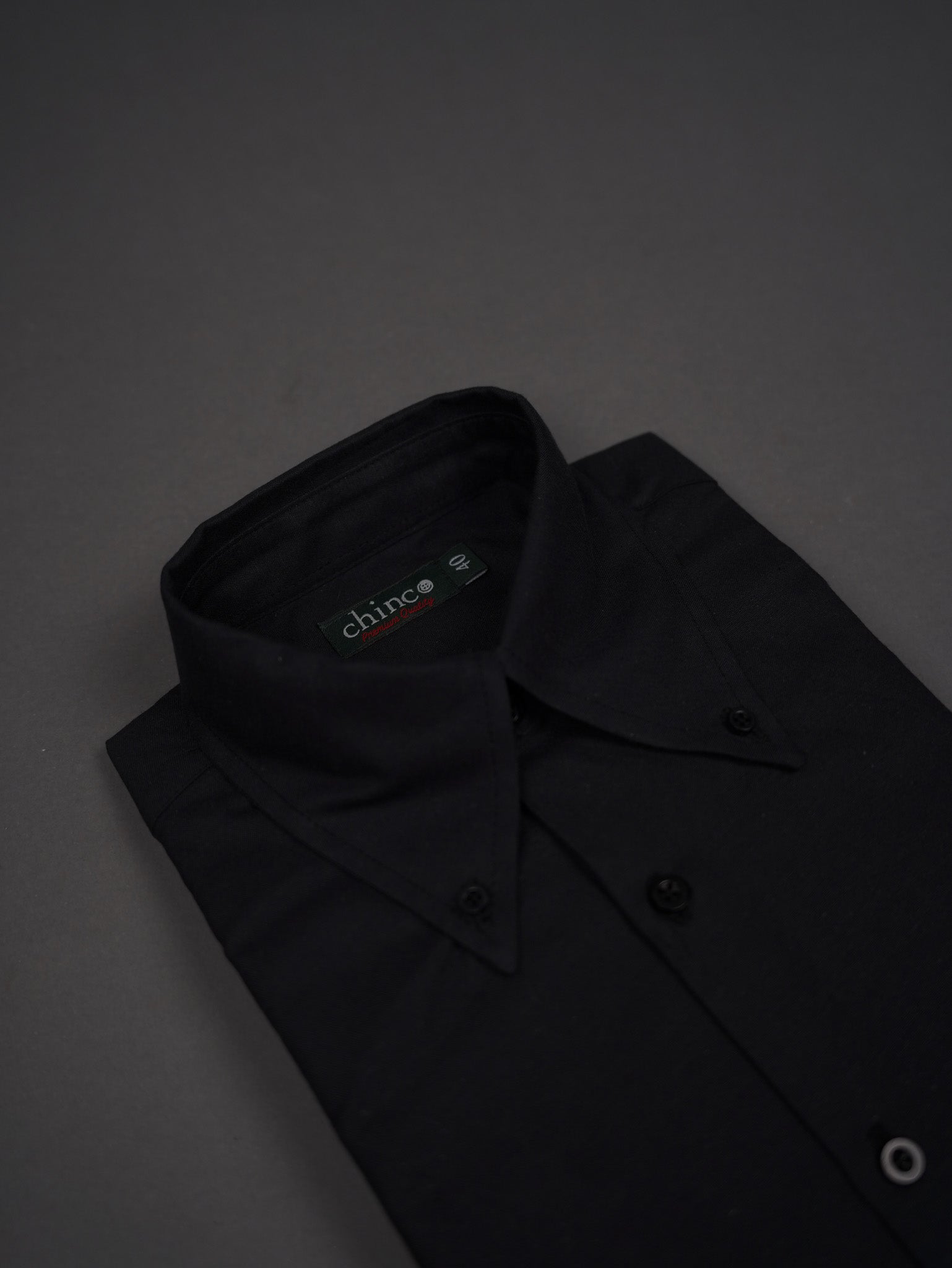 Oxford Long Point collar classic chemise - BLACK