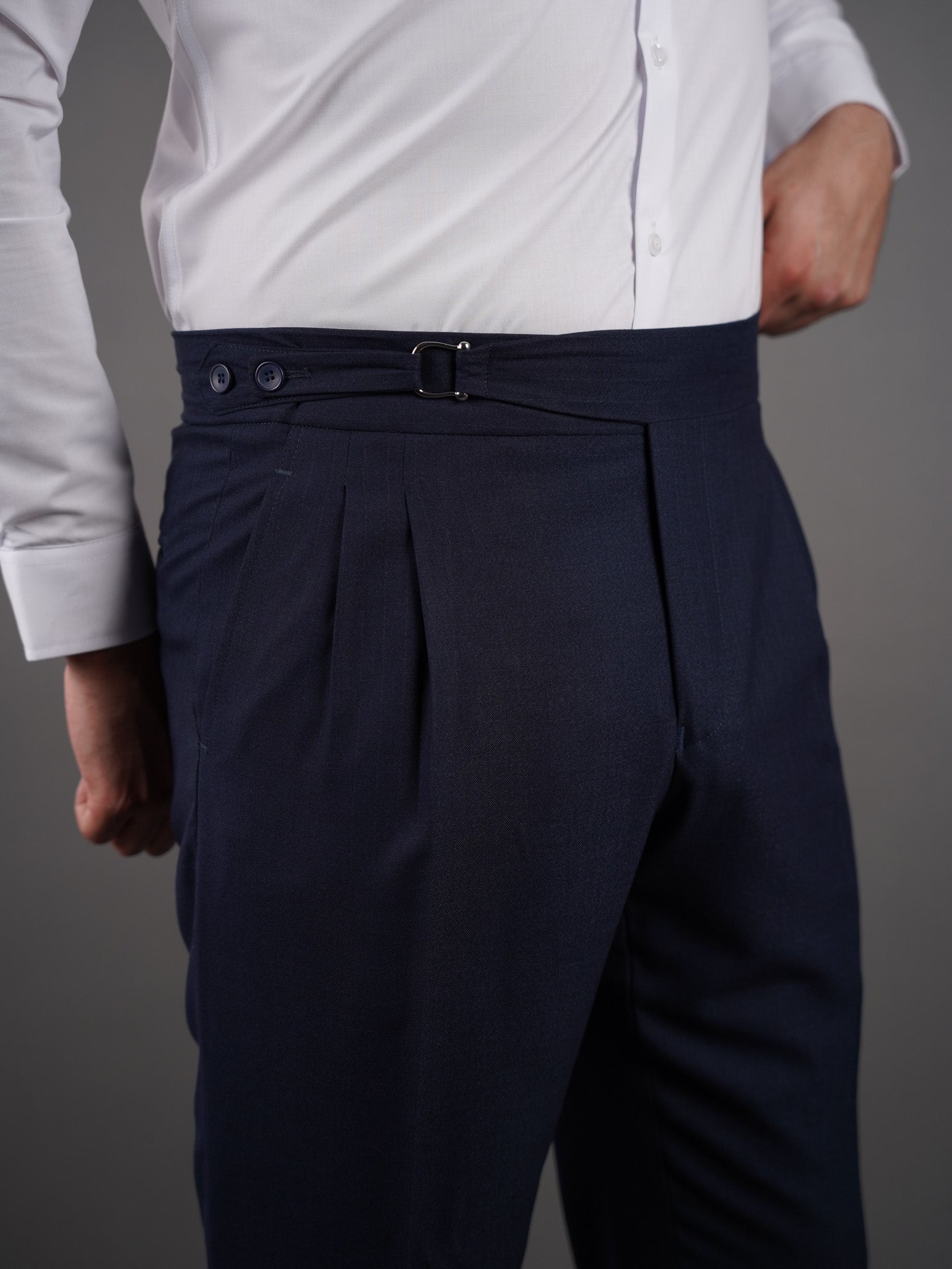 Four-Button Double-Breasted suit - navy striped