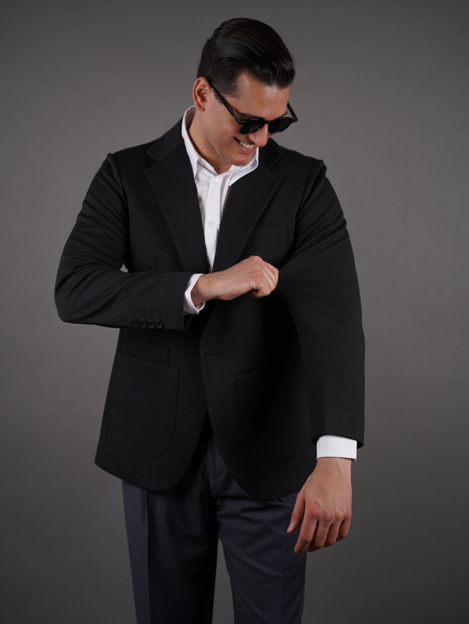 Unlined Lycra Blazer - black