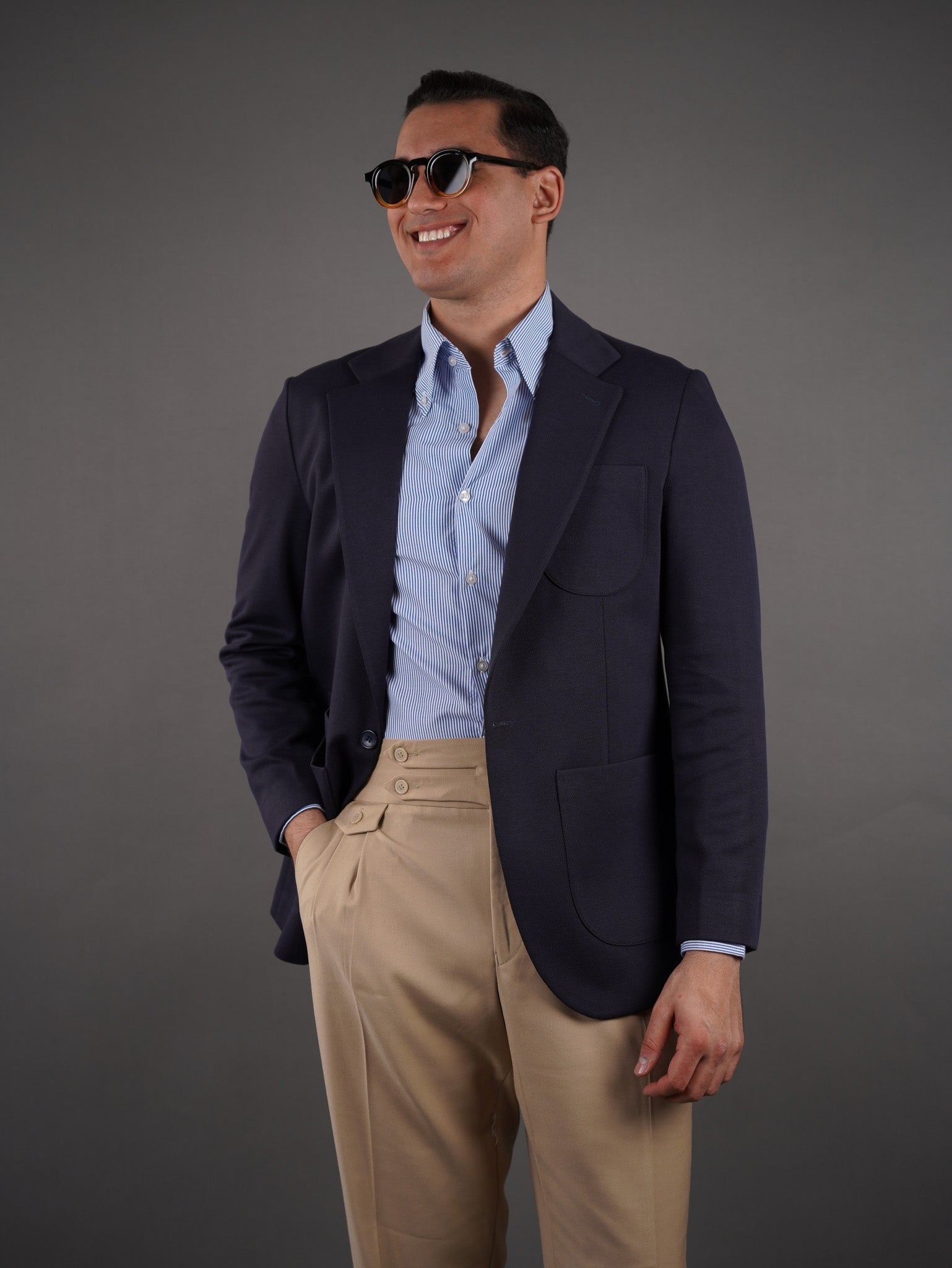 Unlined Lycra Blazer - navy