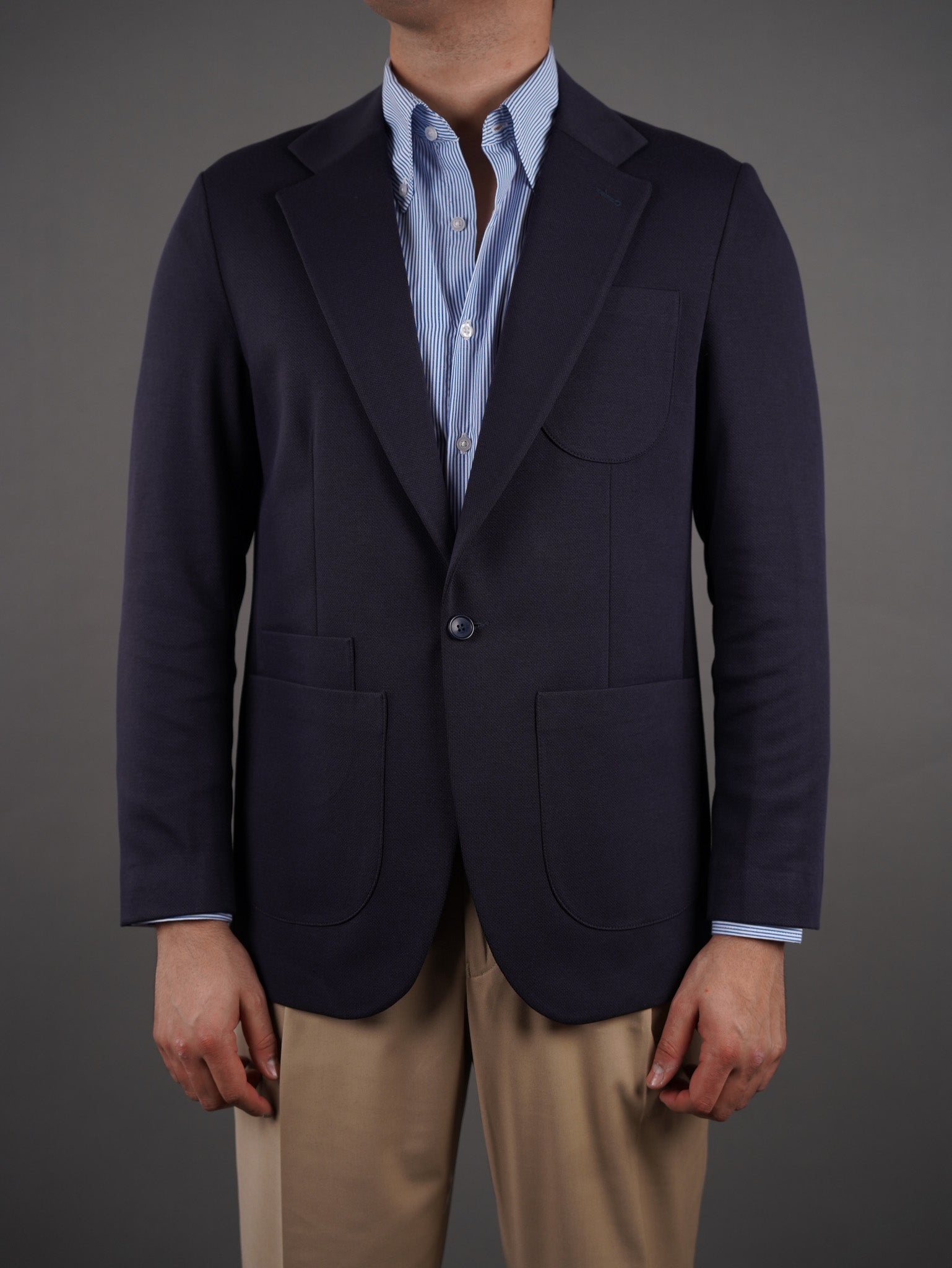 Unlined Lycra Blazer - navy