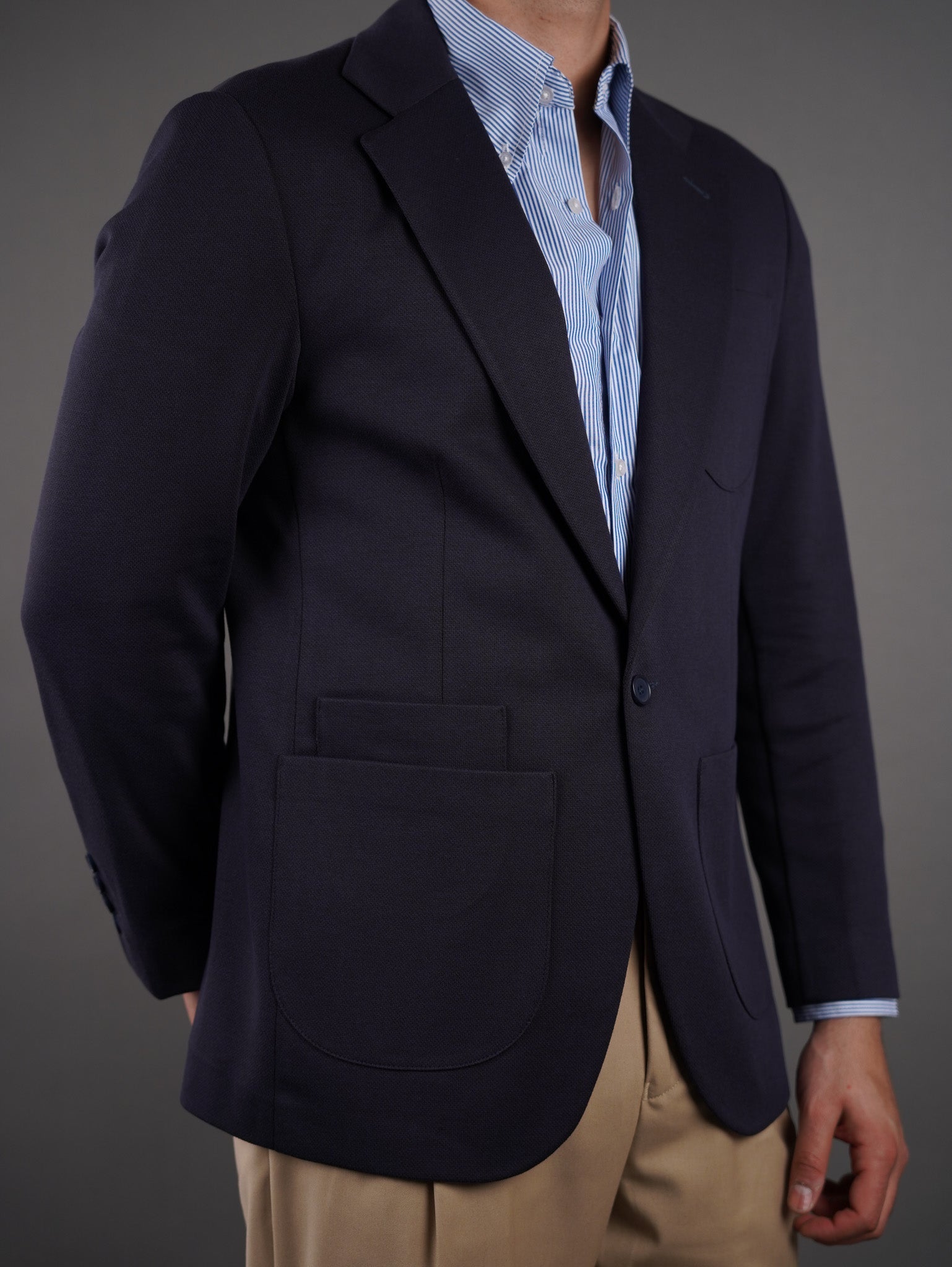 Unlined Lycra Blazer - navy