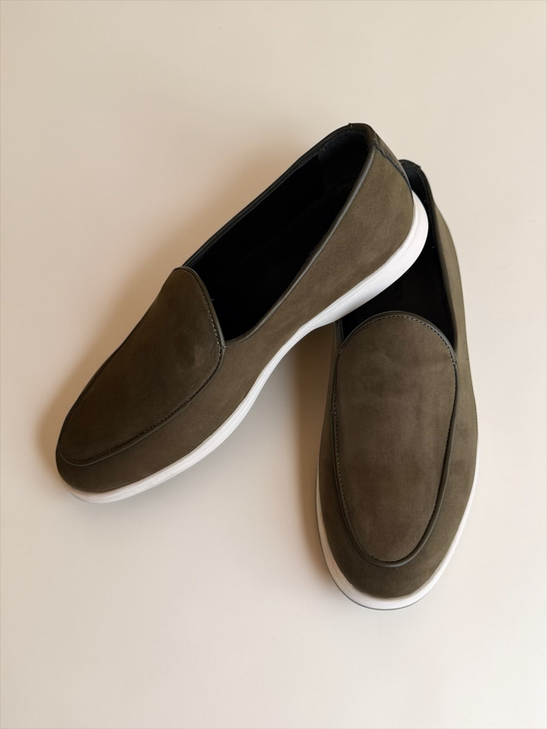 Suede leather loafers - Olive