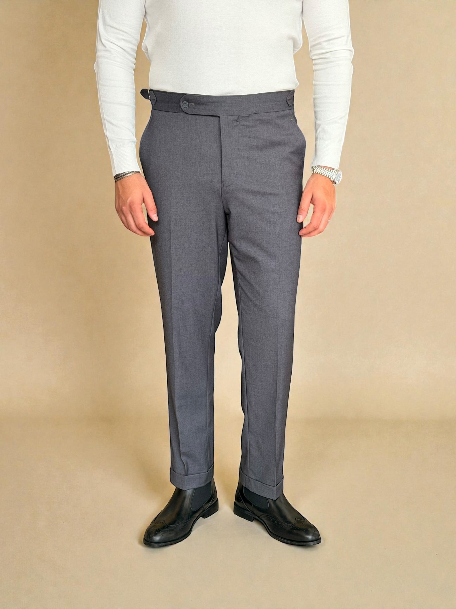 Chino Side Adjuster Trousers - Gray