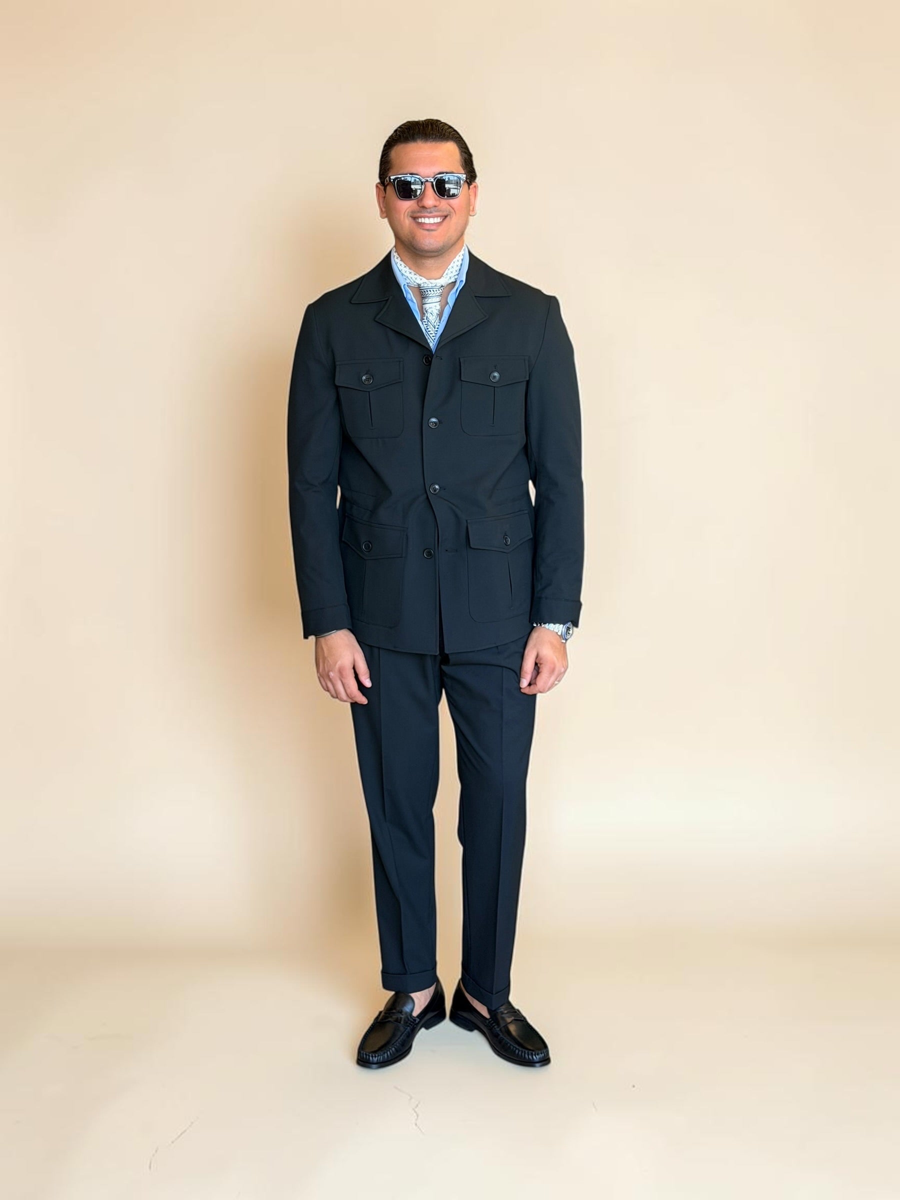 Safari hidden belt Jacket - Black